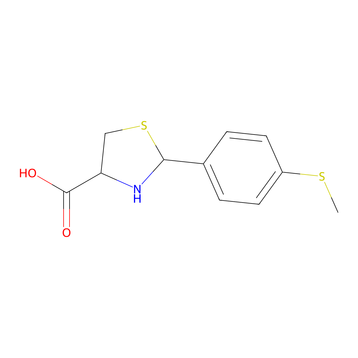 2-[4-(Methylsulfanyl)phenyl]-1,3-thiazolidine-4-carboxylic acid molecular structure, CAS 342608-39-3