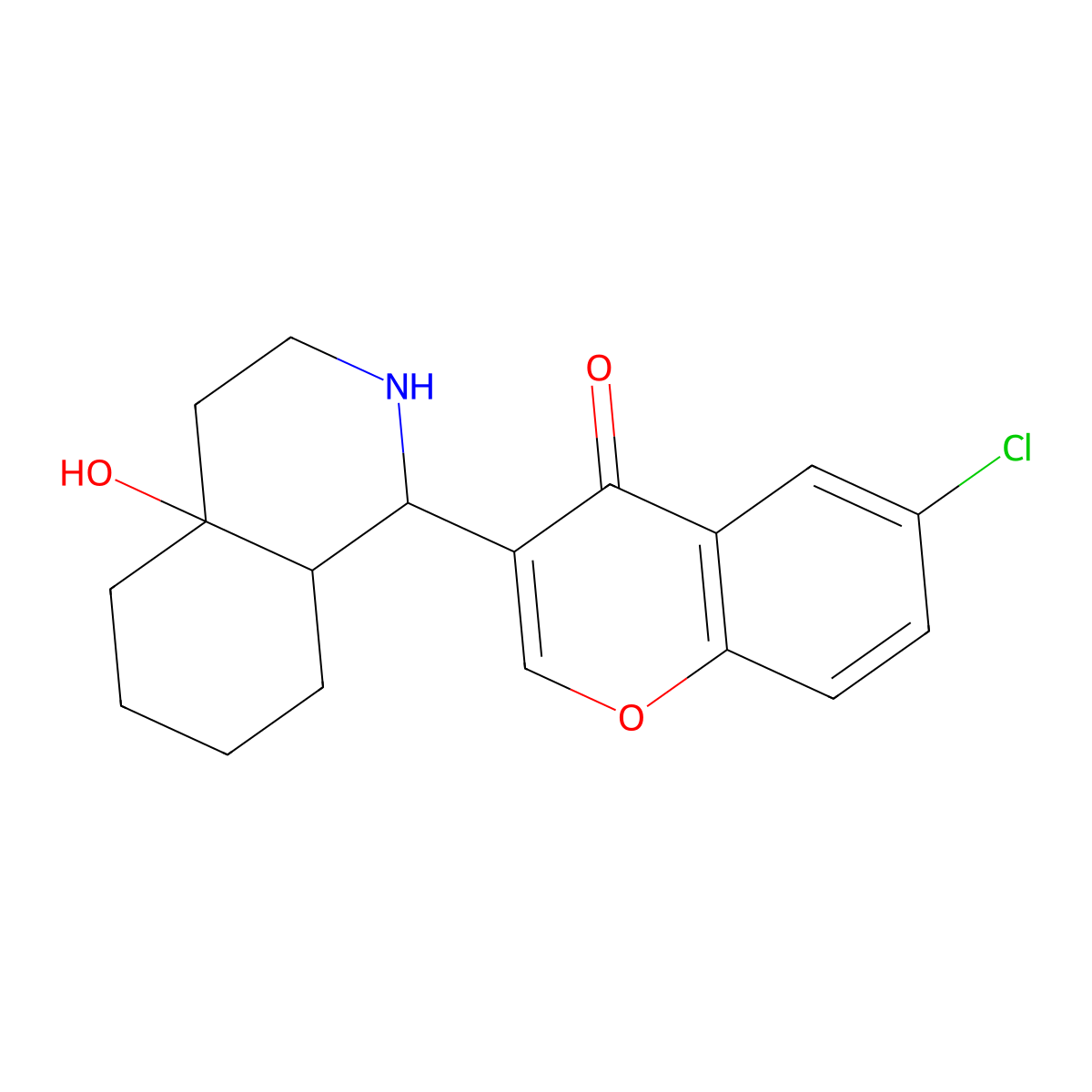 6-Chloro-3-(4a-hydroxydecahydroisoquinolin-1-yl)-4H-chromen-4-one molecular structure, CAS 342608-64-4