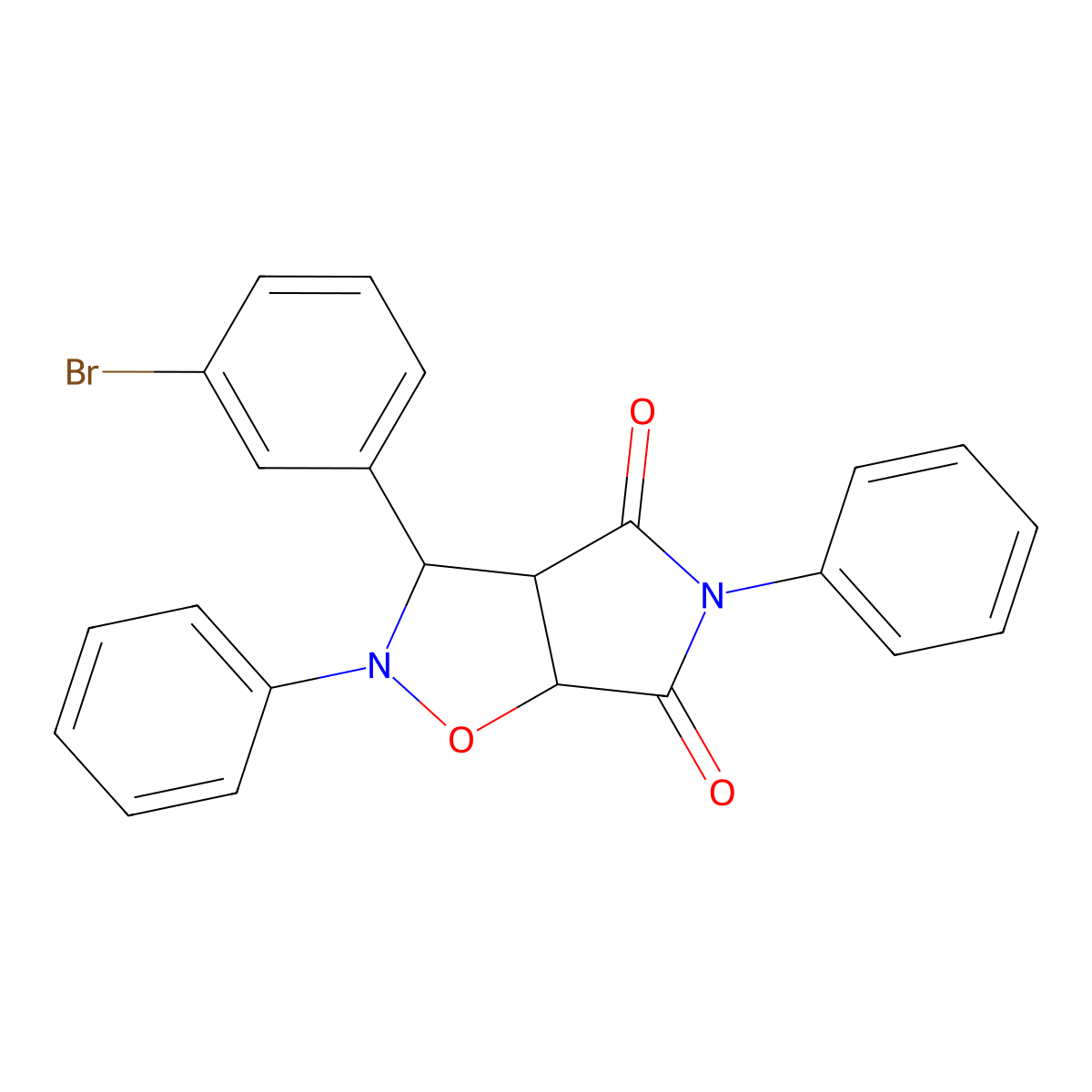 3-(3-bromophenyl)-2,5-diphenyldihydro-2H-pyrrolo[3,4-d]isoxazole-4,6(5H,6aH)-dione molecular structure, CAS 342608-75-7