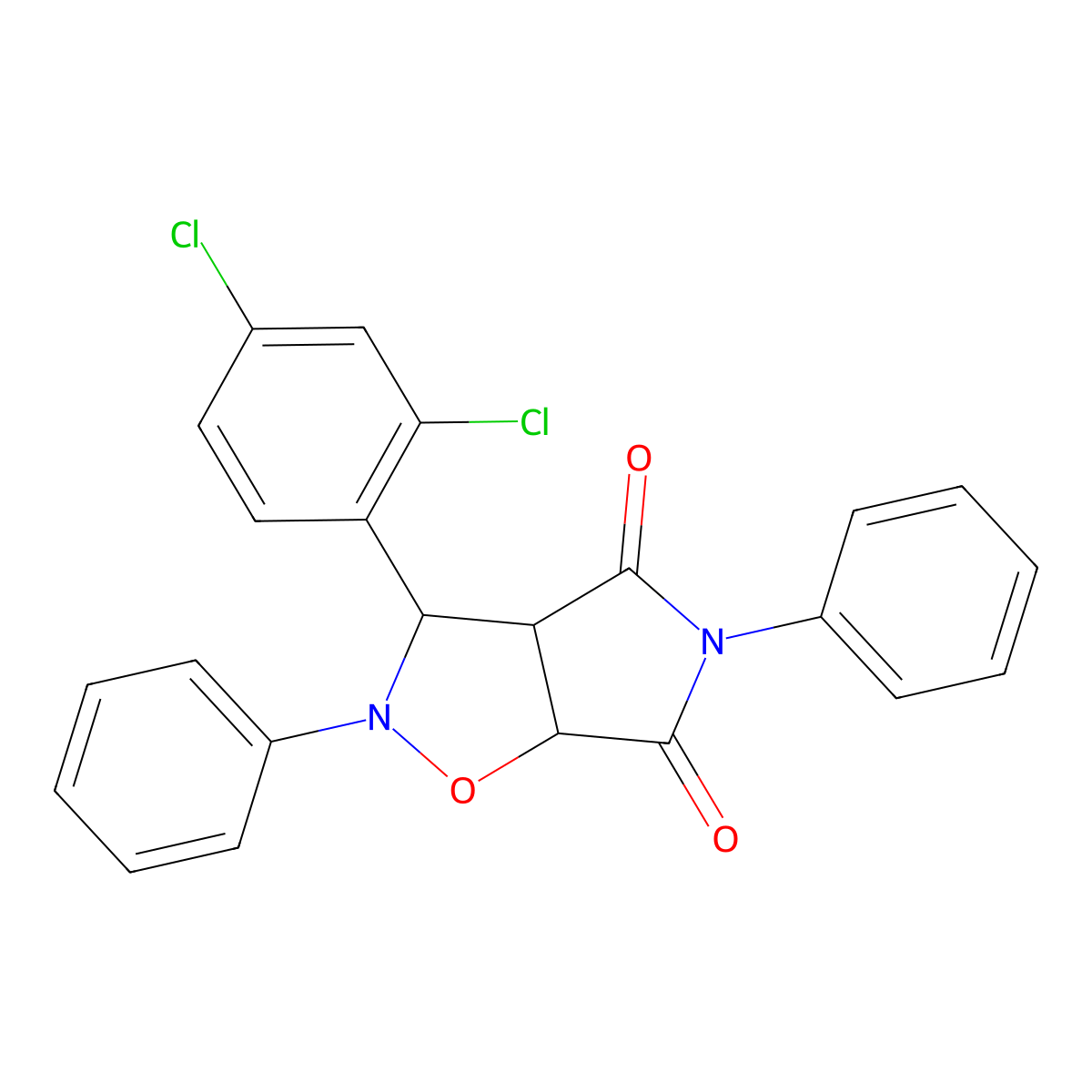 3-(2,4-dichlorophenyl)-2,5-diphenyldihydro-2H-pyrrolo[3,4-d]isoxazole-4,6(5H,6aH)-dione molecular structure, CAS 342615-08-1