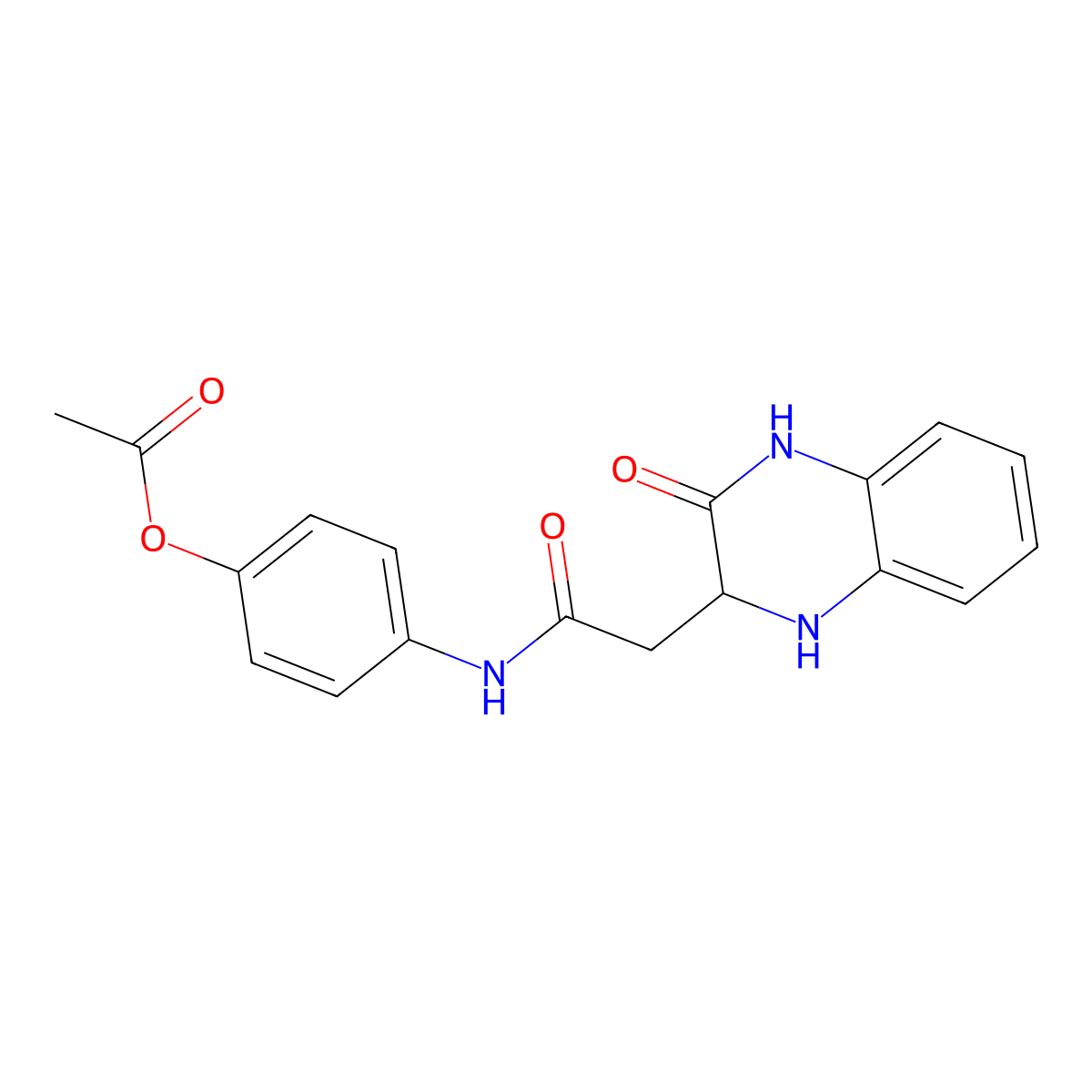 4-(2-(3-Oxo-1,2,3,4-tetrahydroquinoxalin-2-yl)acetamido)phenyl acetate molecular structure, CAS 342615-19-4
