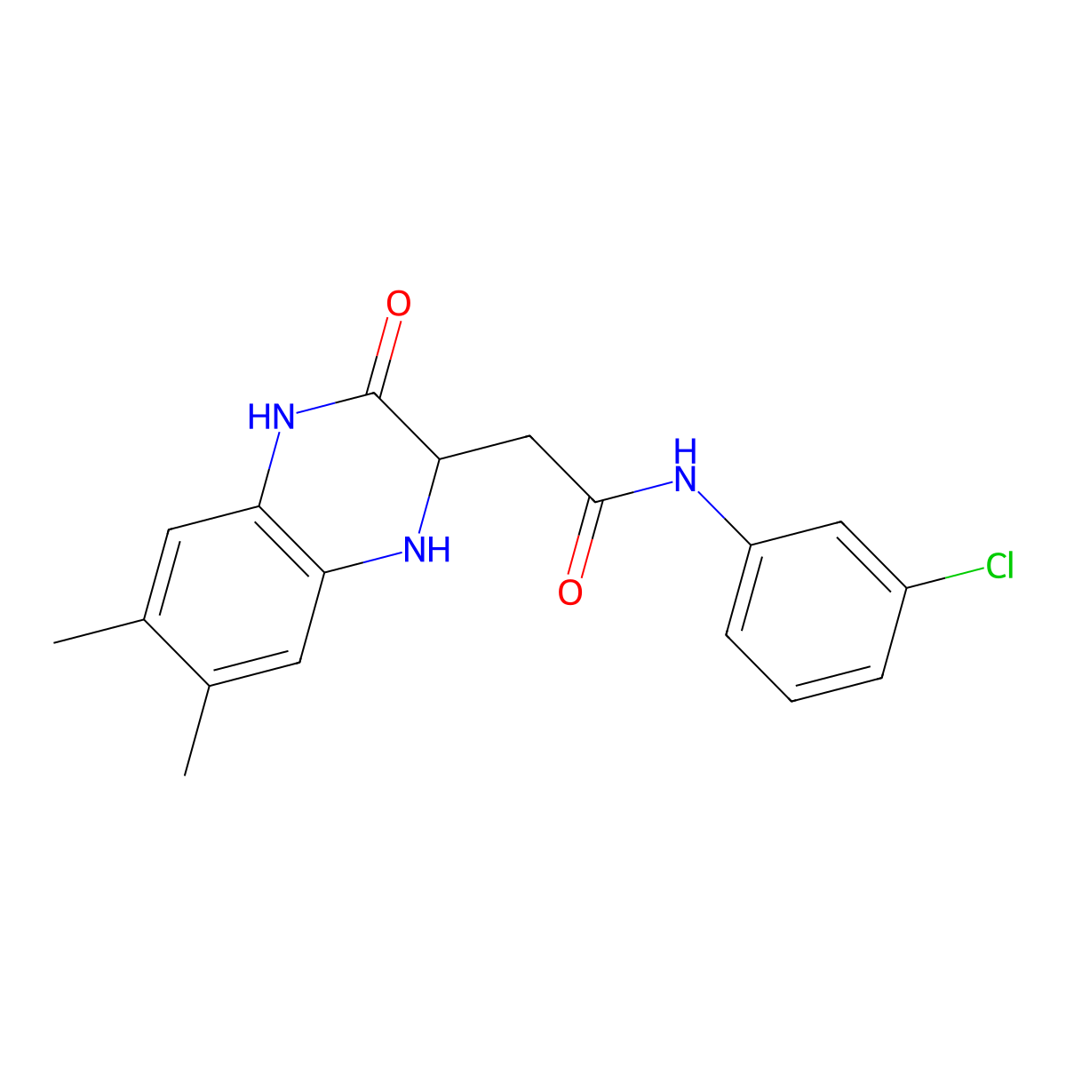 N-(3-chlorophenyl)-2-(6,7-dimethyl-3-oxo-1,2,3,4-tetrahydroquinoxalin-2-yl)acetamide molecular structure, CAS 342615-24-1
