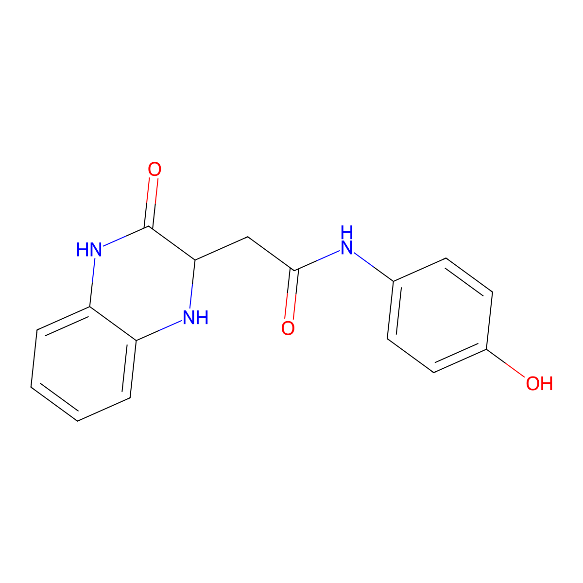 N-(4-hydroxyphenyl)-2-(3-oxo-2,4-dihydro-1H-quinoxalin-2-yl)acetamide molecular structure, CAS 342615-37-6