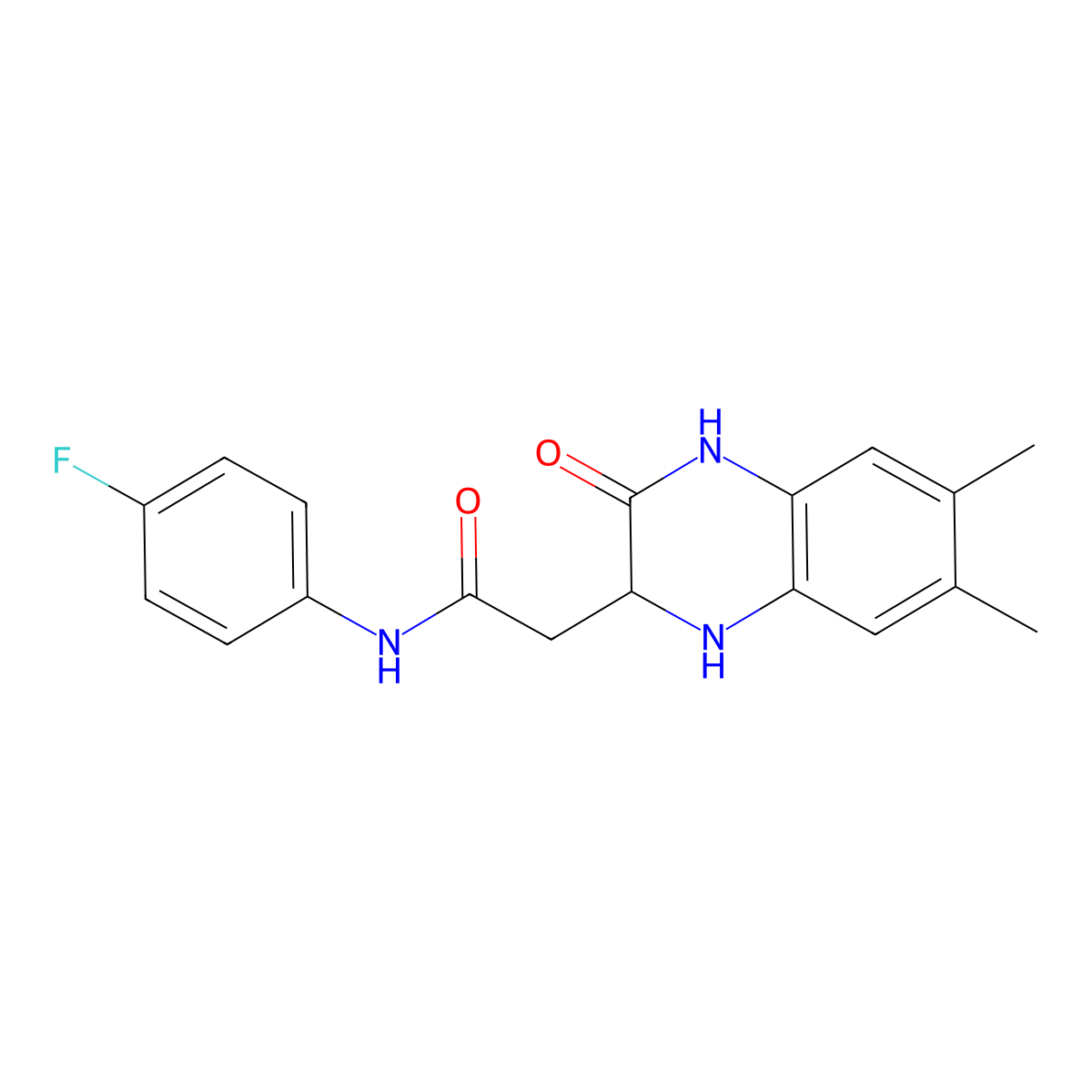 2-(6,7-dimethyl-3-oxo-1,2,3,4-tetrahydroquinoxalin-2-yl)-N-(4-fluorophenyl)acetamide molecular structure, CAS 342615-43-4