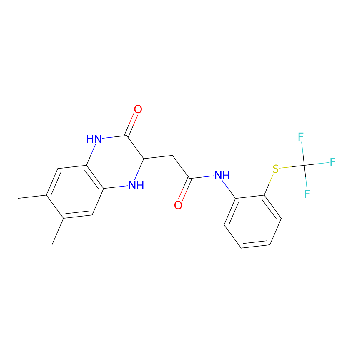 2-(6,7-dimethyl-3-oxo-1,2,3,4-tetrahydroquinoxalin-2-yl)-N-{2-[(trifluoromethyl)sulfanyl]phenyl}acetamide molecular structure, CAS 342615-45-6