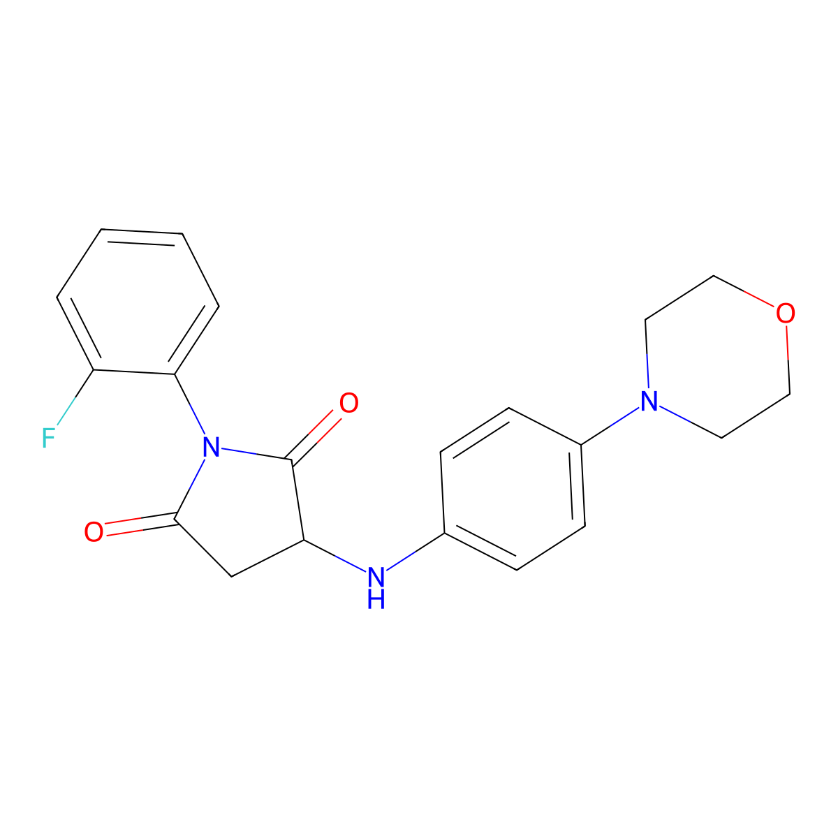 1-(2-Fluorophenyl)-3-((4-morpholinophenyl)amino)pyrrolidine-2,5-dione molecular structure, CAS 342615-49-0