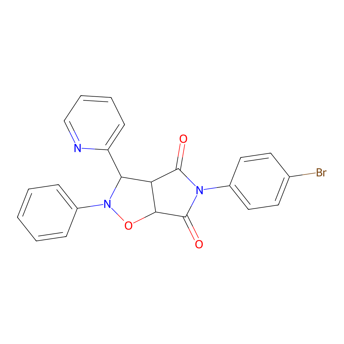 5-(4-bromophenyl)-2-phenyl-3-(pyridin-2-yl)-hexahydro-2H-pyrrolo[3,4-d][1,2]oxazole-4,6-dione molecular structure, CAS 342615-53-6