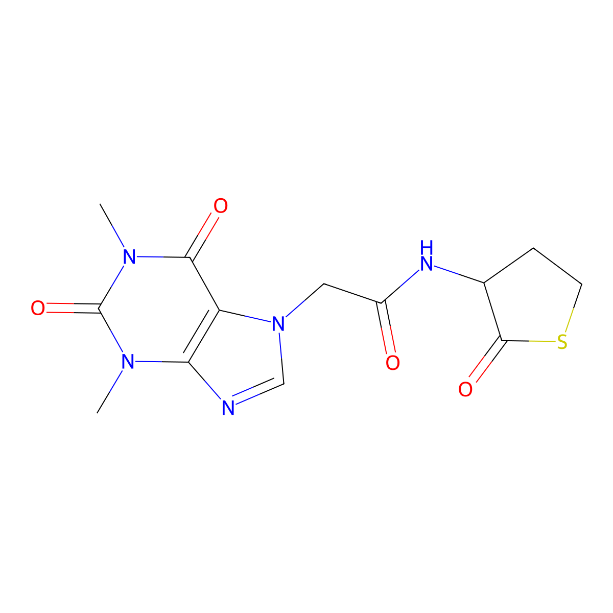 2-(1,3-dimethyl-2,6-dioxopurin-7-yl)-N-(2-oxothiolan-3-yl)acetamide molecular structure, CAS 342615-67-2