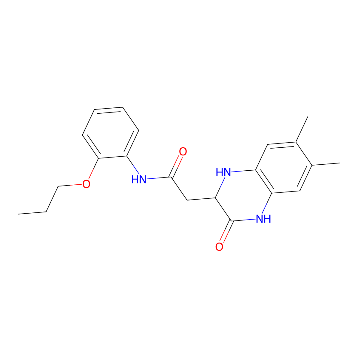 2-(6,7-dimethyl-3-oxo-1,2,3,4-tetrahydroquinoxalin-2-yl)-N-(2-propoxyphenyl)acetamide molecular structure, CAS 342615-84-3
