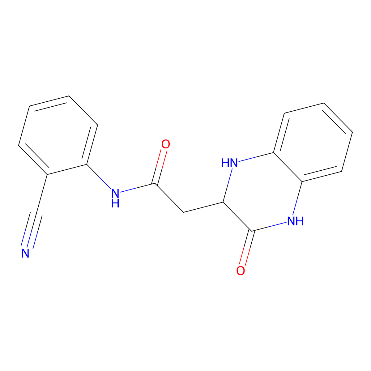 N-(2-cyanophenyl)-2-(3-oxo-1,2,3,4-tetrahydroquinoxalin-2-yl)acetamide molecular structure, CAS 342615-92-3