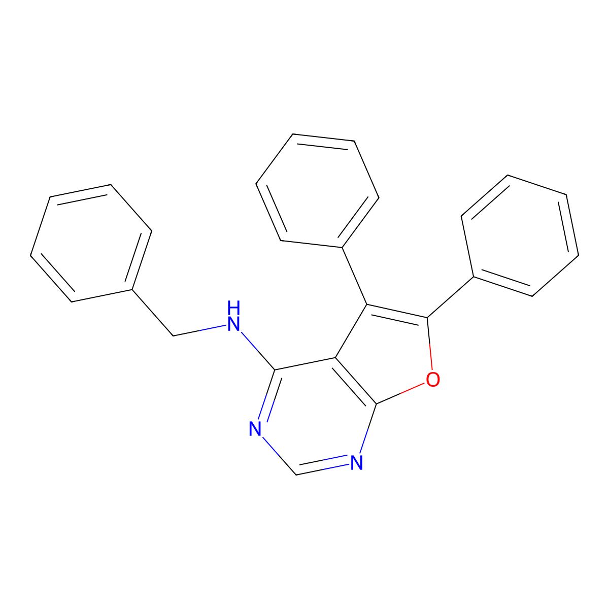 N-benzyl-5,6-diphenylfuro[2,3-d]pyrimidin-4-amine molecular structure, CAS 342620-82-0
