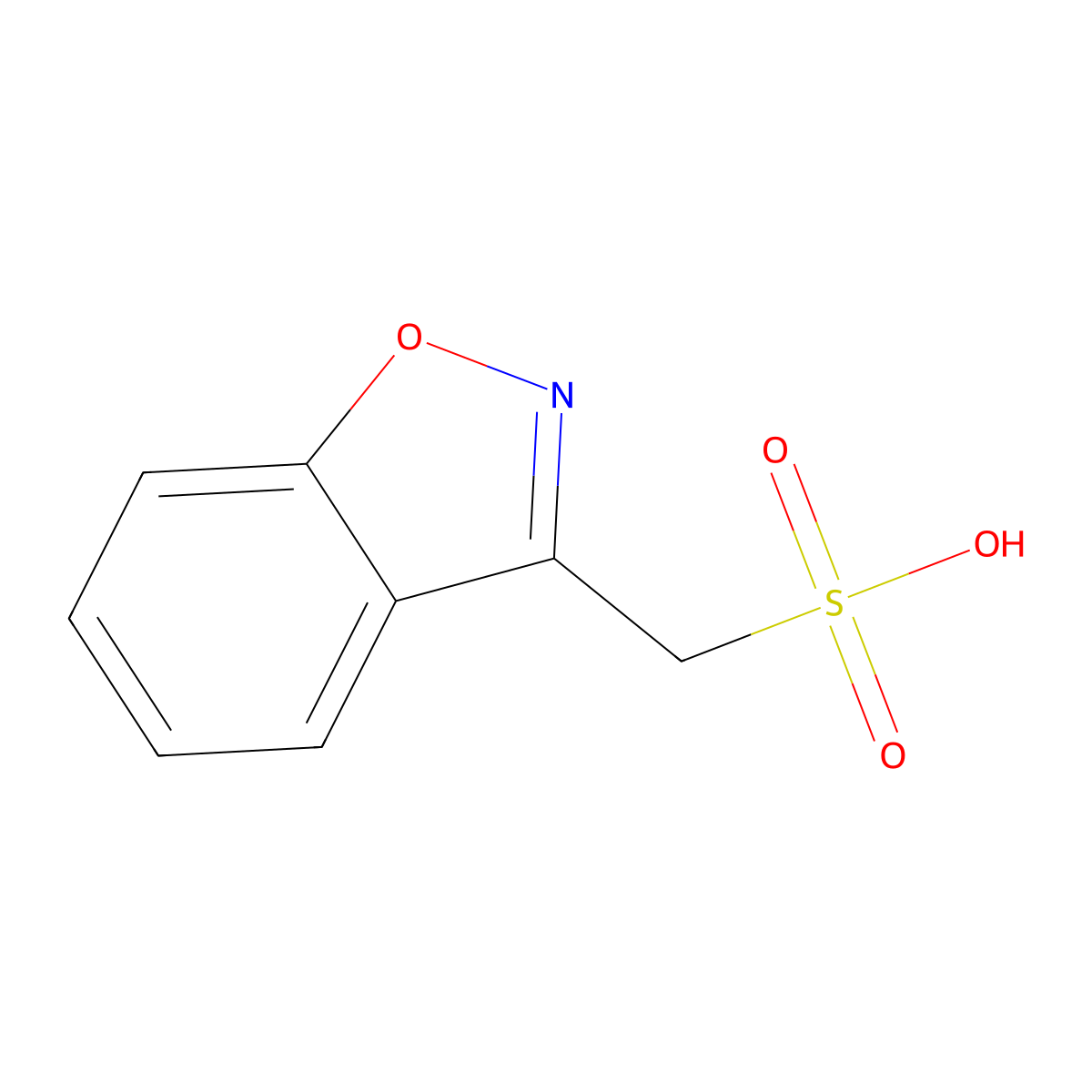 1,2-Benzisoxazole-3-methanesulfonic acid molecular structure, CAS 342623-49-8