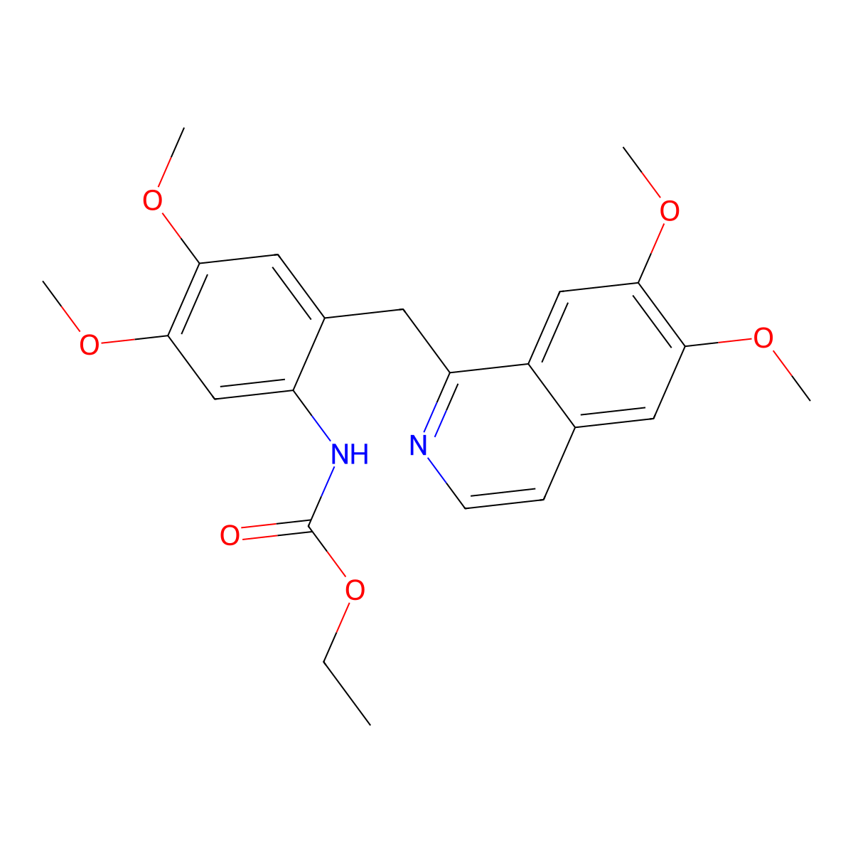 Ethyl (2-((6,7-dimethoxyisoquinolin-1-yl)methyl)-4,5-dimethoxyphenyl)carbamate molecular structure, CAS 342628-62-0