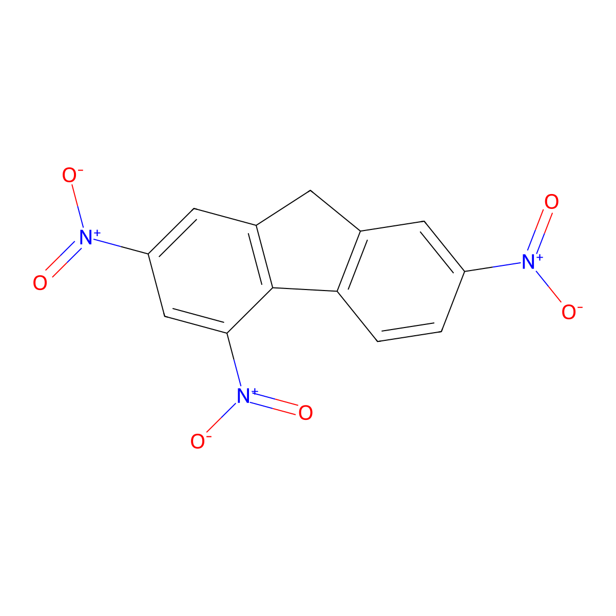 9H-Fluorene, 2,4,7-trinitro- molecular structure, CAS 34263-36-0