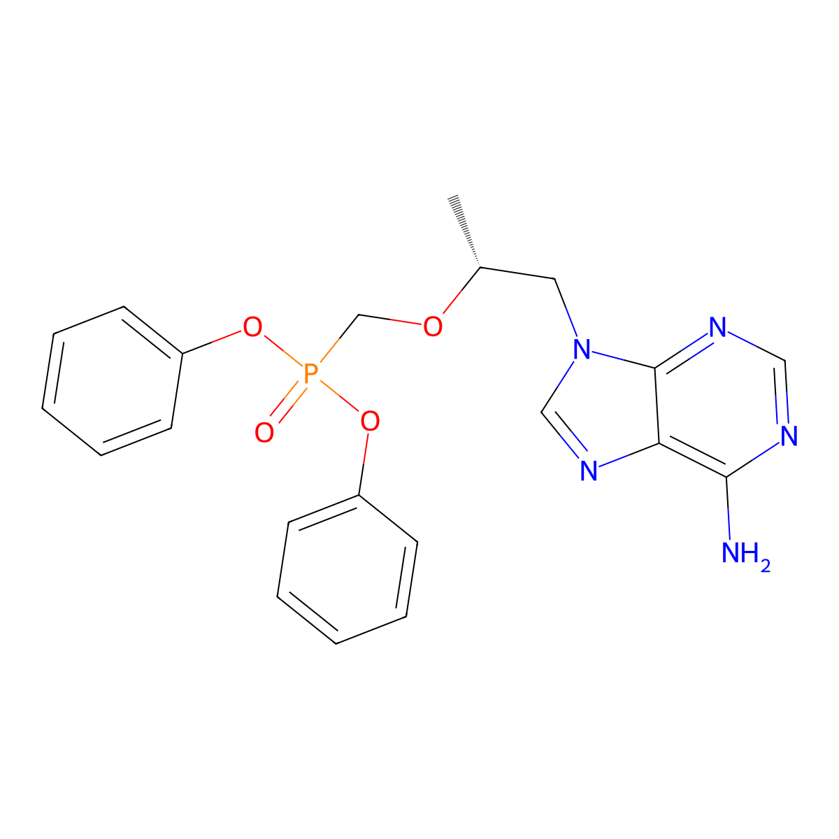 9-[(2R)-2-(diphenoxyphosphorylmethoxy)propyl]purin-6-amine molecular structure, CAS 342631-41-8