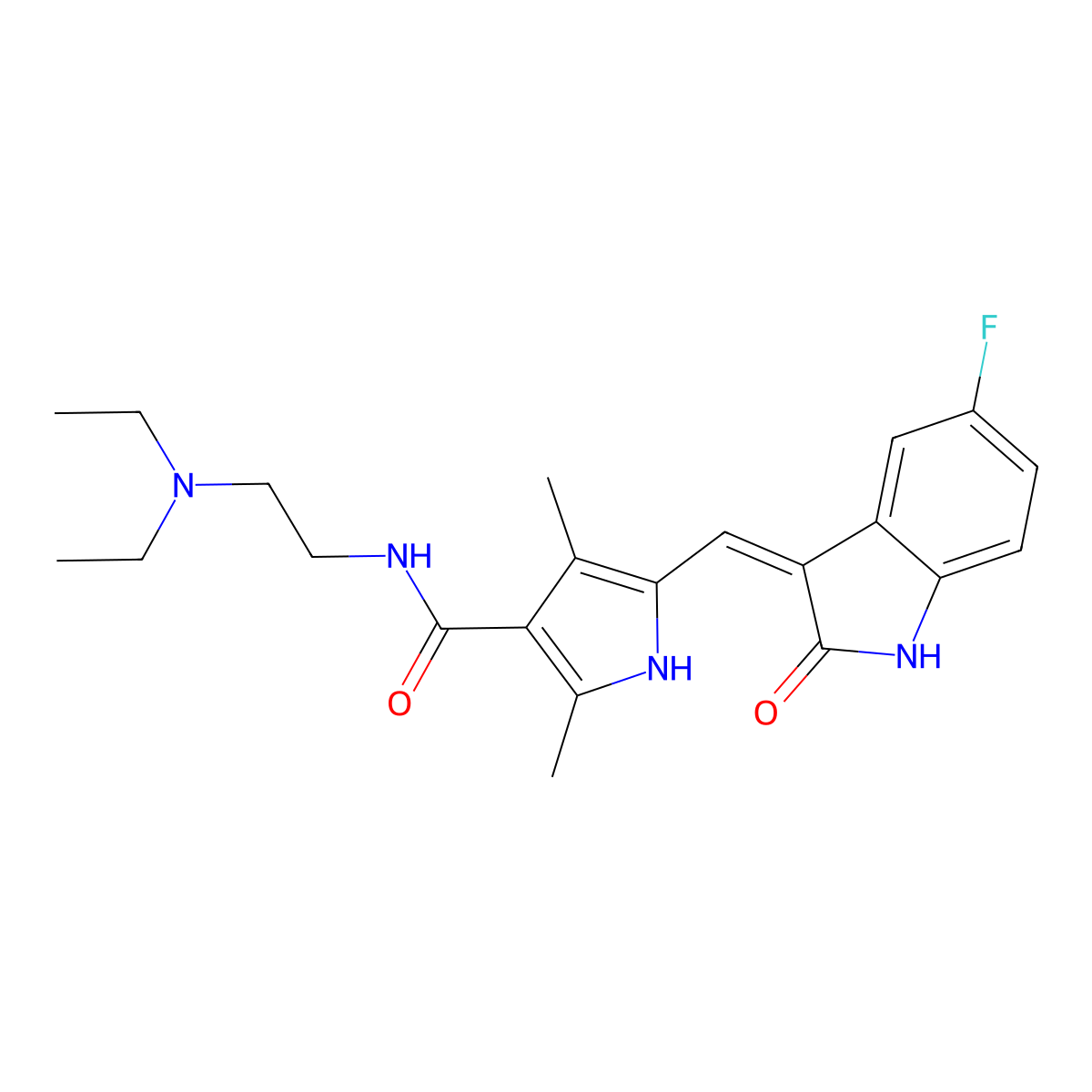 Sunitinib molecular structure, CAS 342641-94-5