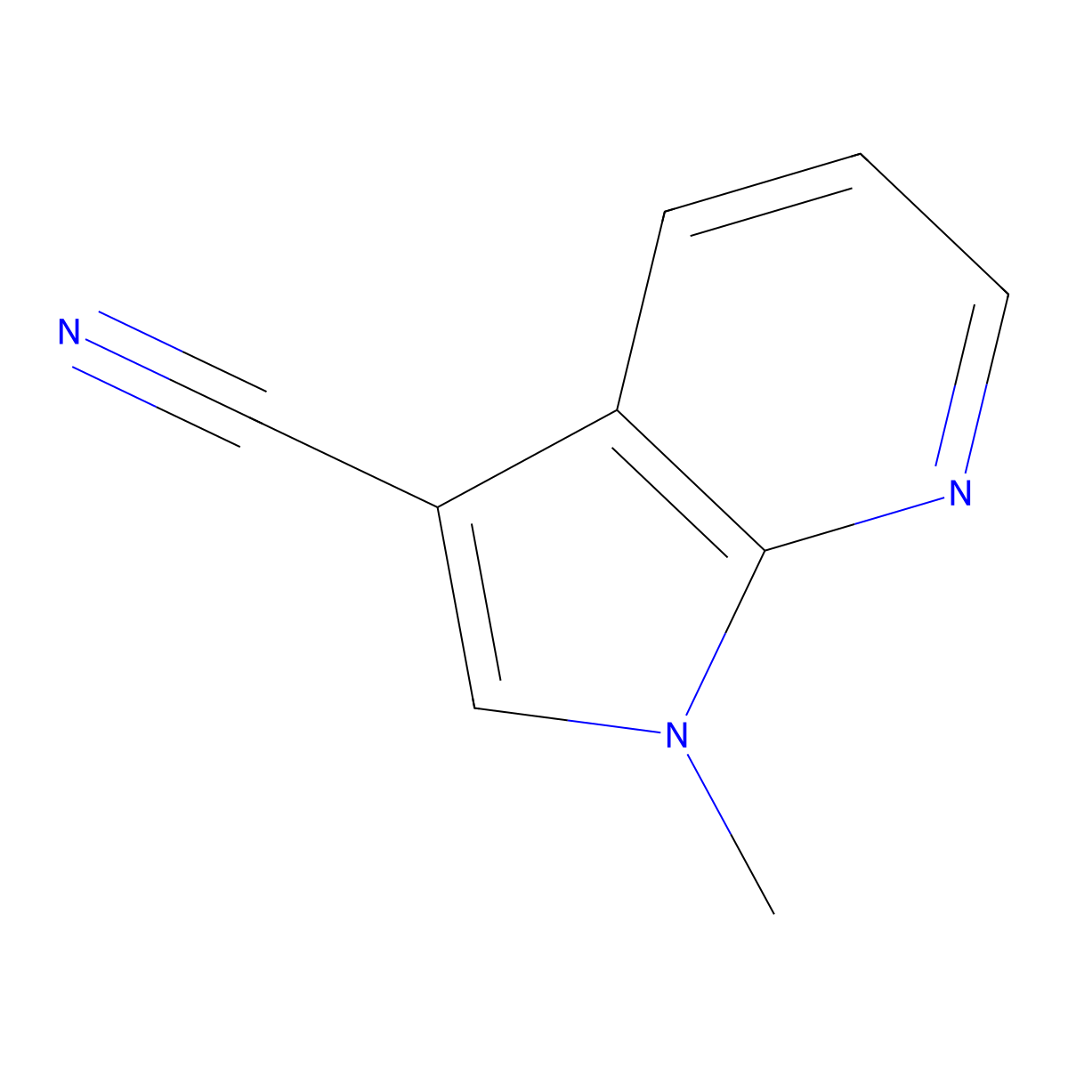1-Methyl-1H-pyrrolo[2,3-b]pyridine-3-carbonitrile molecular structure, CAS 342643-23-6