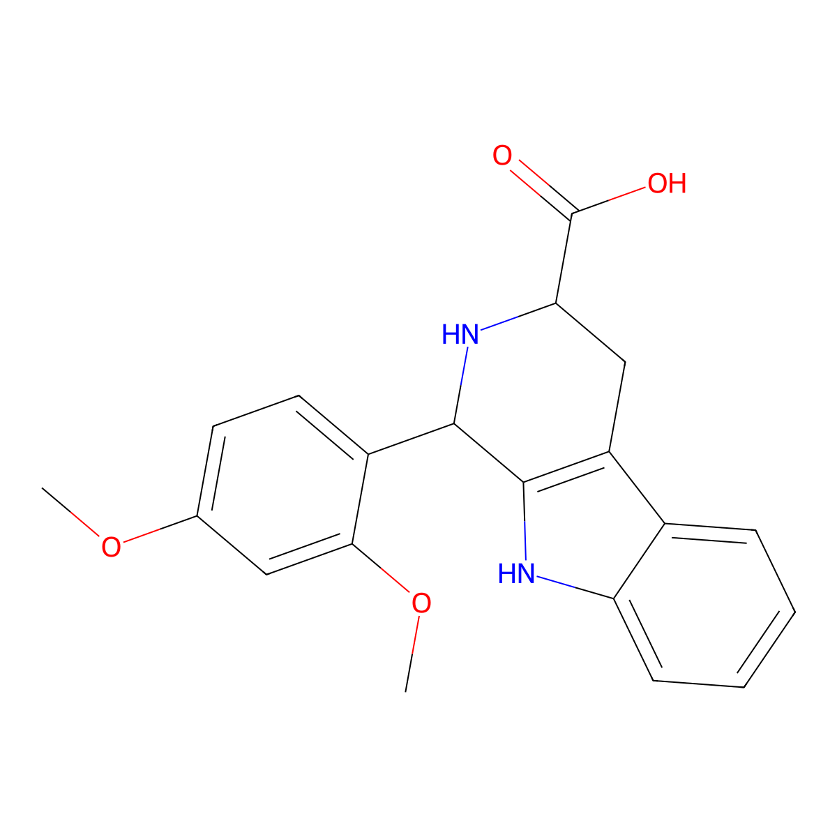 1-(2,4-dimethoxyphenyl)-2,3,4,9-tetrahydro-1H-pyrido[3,4-b]indole-3-carboxylic acid molecular structure, CAS 342649-28-9