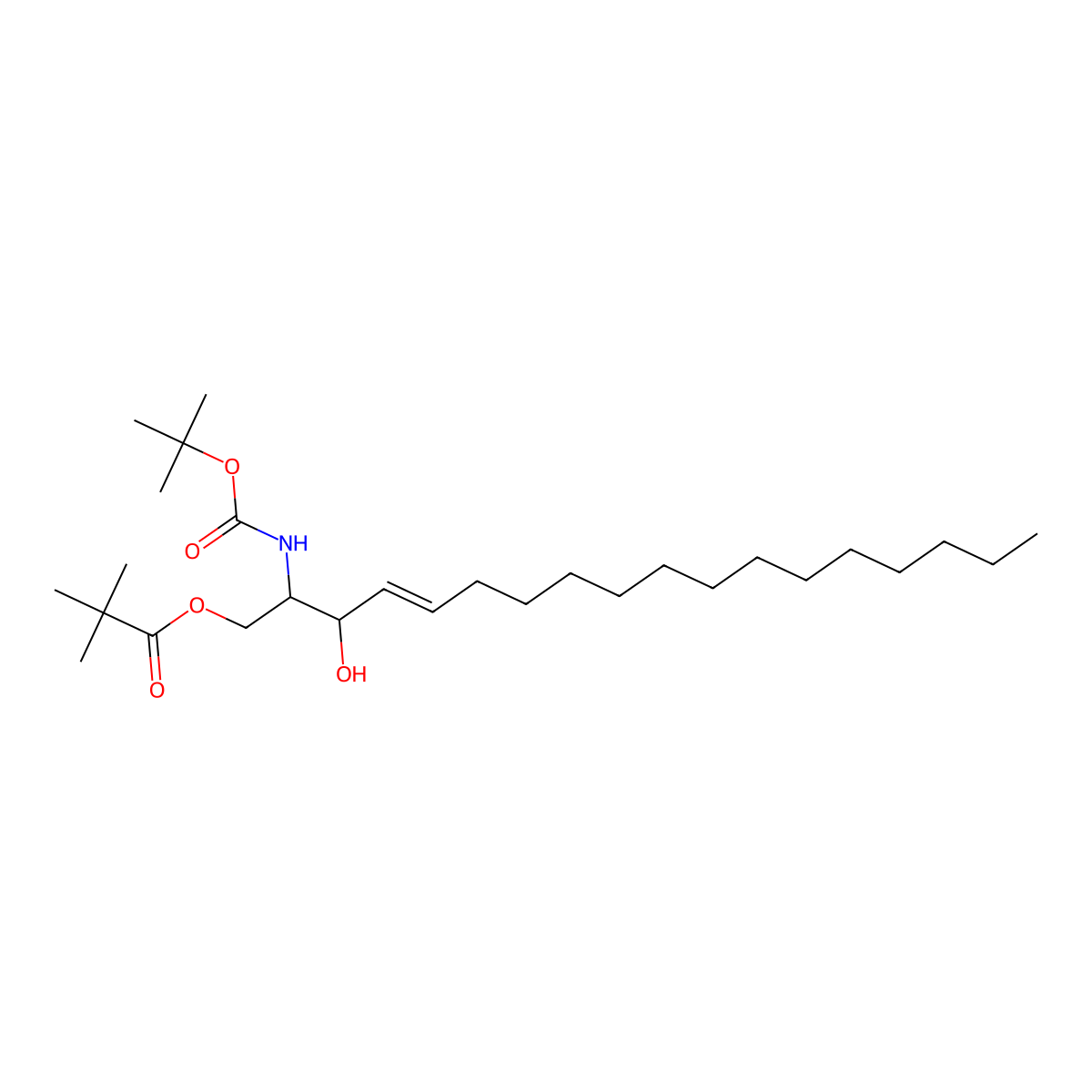 [(2R,3S)-3-hydroxy-2-[(2-methylpropan-2-yl)oxycarbonylamino]octadec-4-enyl] 2,2-dimethylpropanoate molecular structure, CAS 342649-71-2
