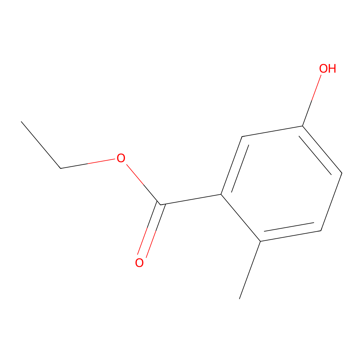 Ethyl 5-hydroxy-2-methylbenzoate molecular structure, CAS 34265-55-9