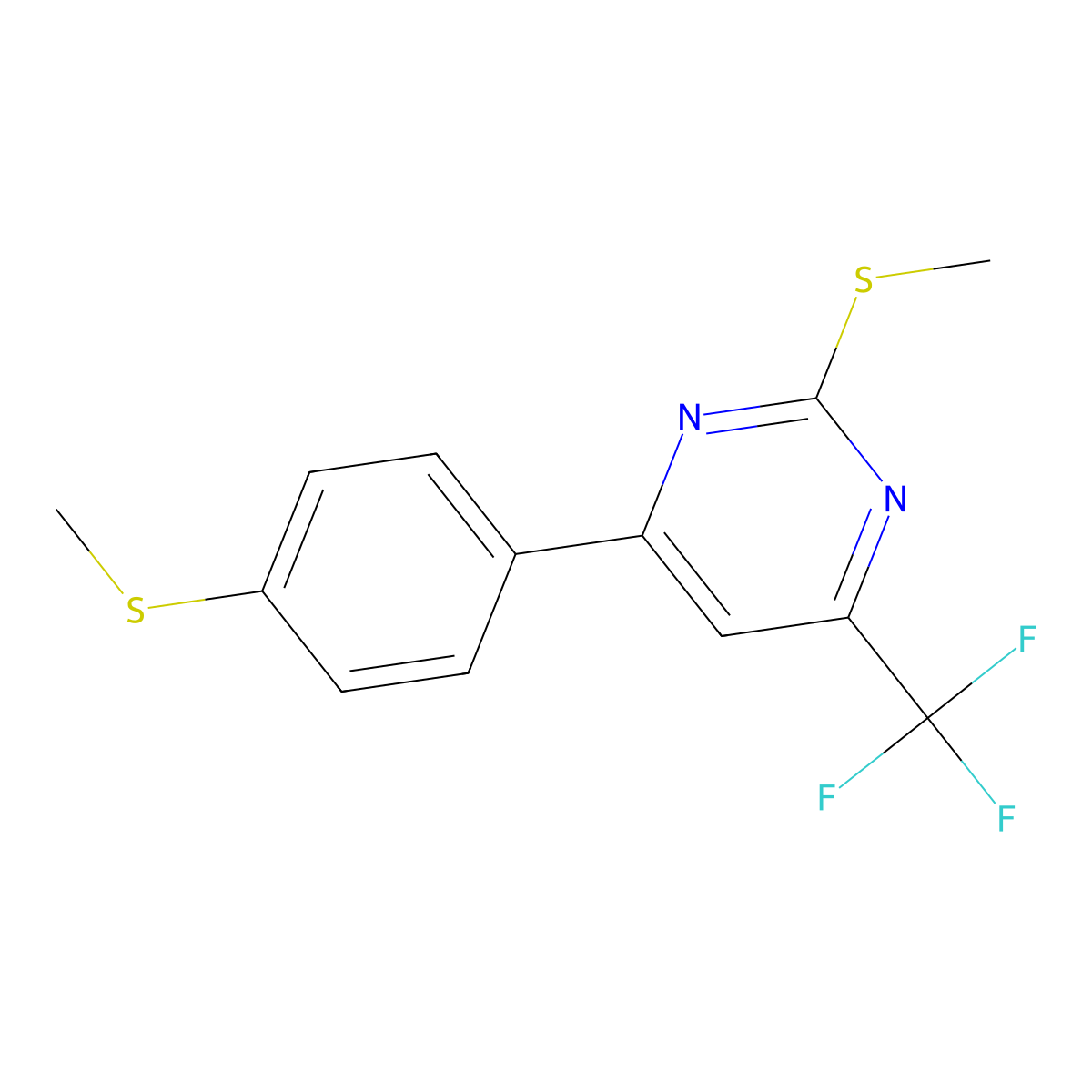 2-(Methylsulfanyl)-4-[4-(methylsulfanyl)phenyl]-6-(trifluoromethyl)pyrimidine molecular structure, CAS 342651-54-1