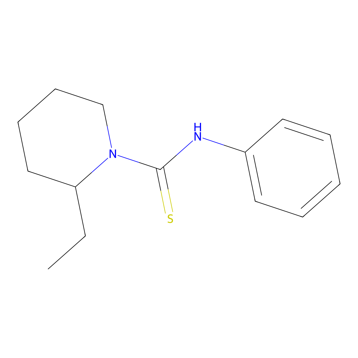 2-ethyl-N-phenylpiperidine-1-carbothioamide molecular structure, CAS 34272-44-1