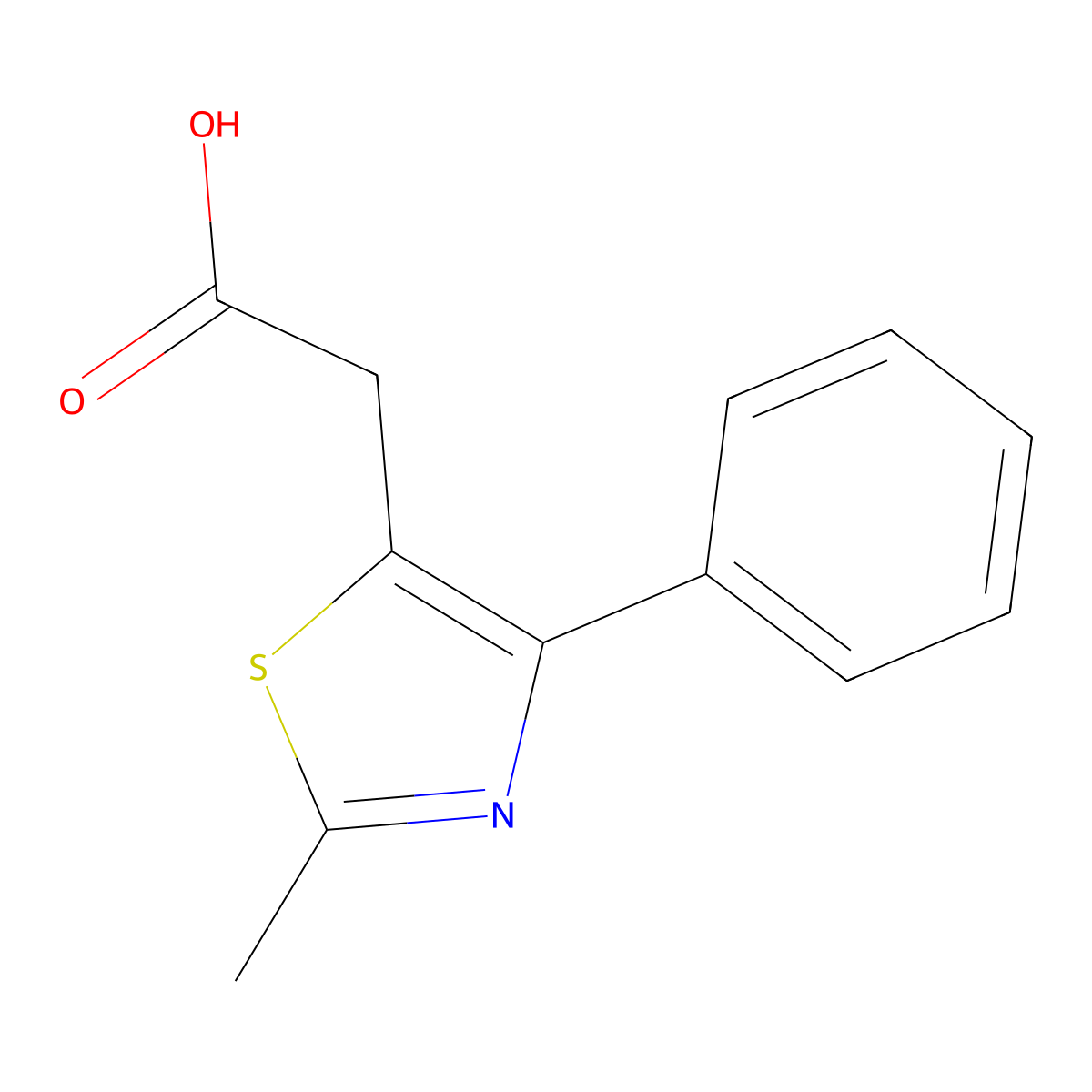 5-Thiazoleacetic acid, 2-methyl-4-phenyl- molecular structure, CAS 34272-66-7
