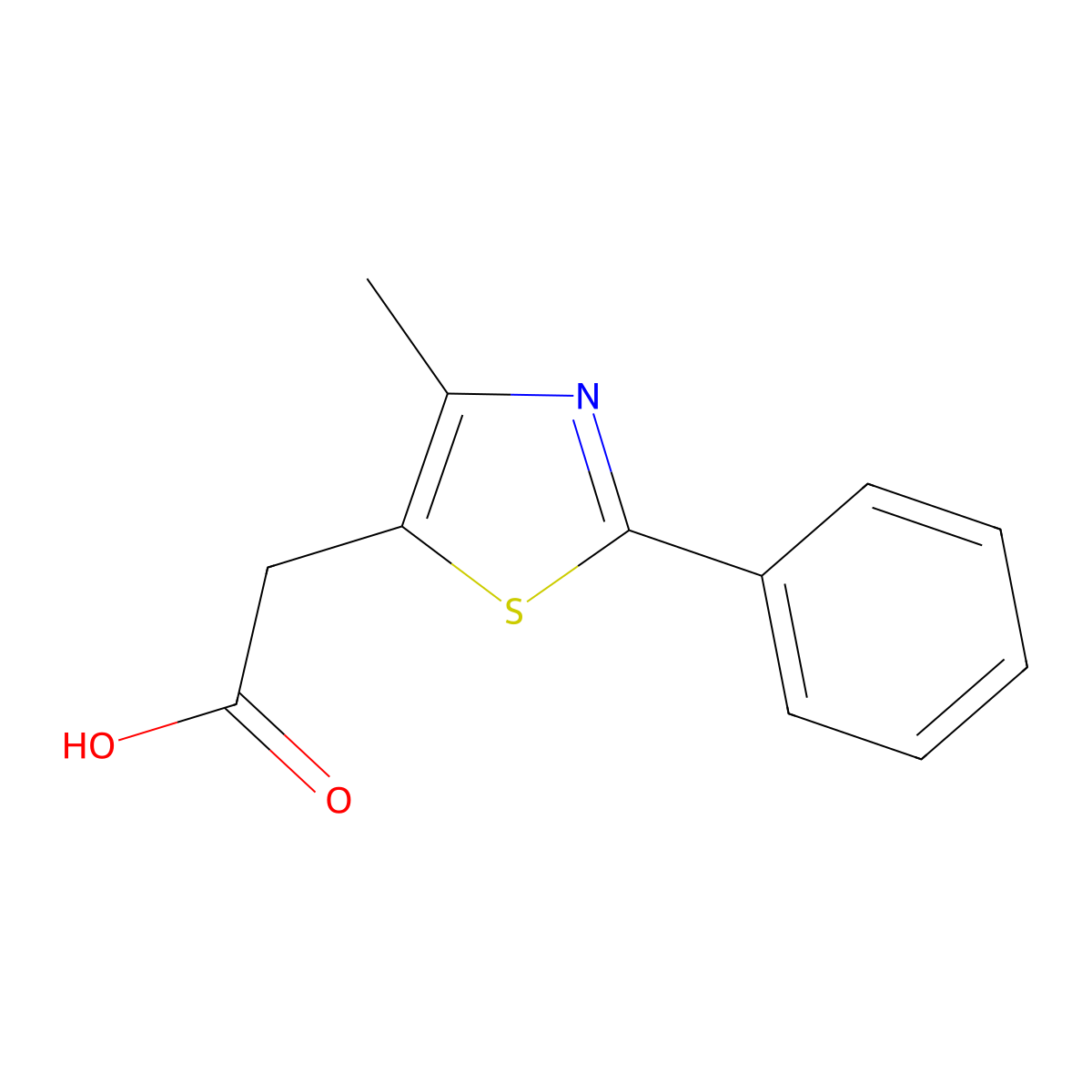 5-Thiazoleacetic acid, 4-methyl-2-phenyl- molecular structure, CAS 34272-67-8