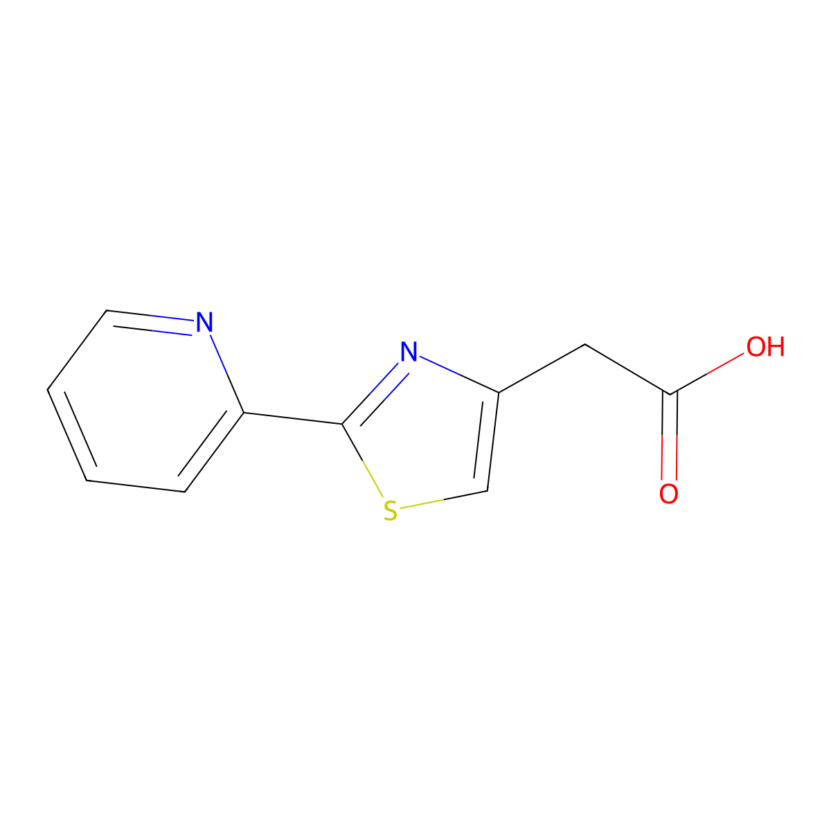 4-Thiazoleacetic acid, 2-(2-pyridyl)- molecular structure, CAS 34272-68-9
