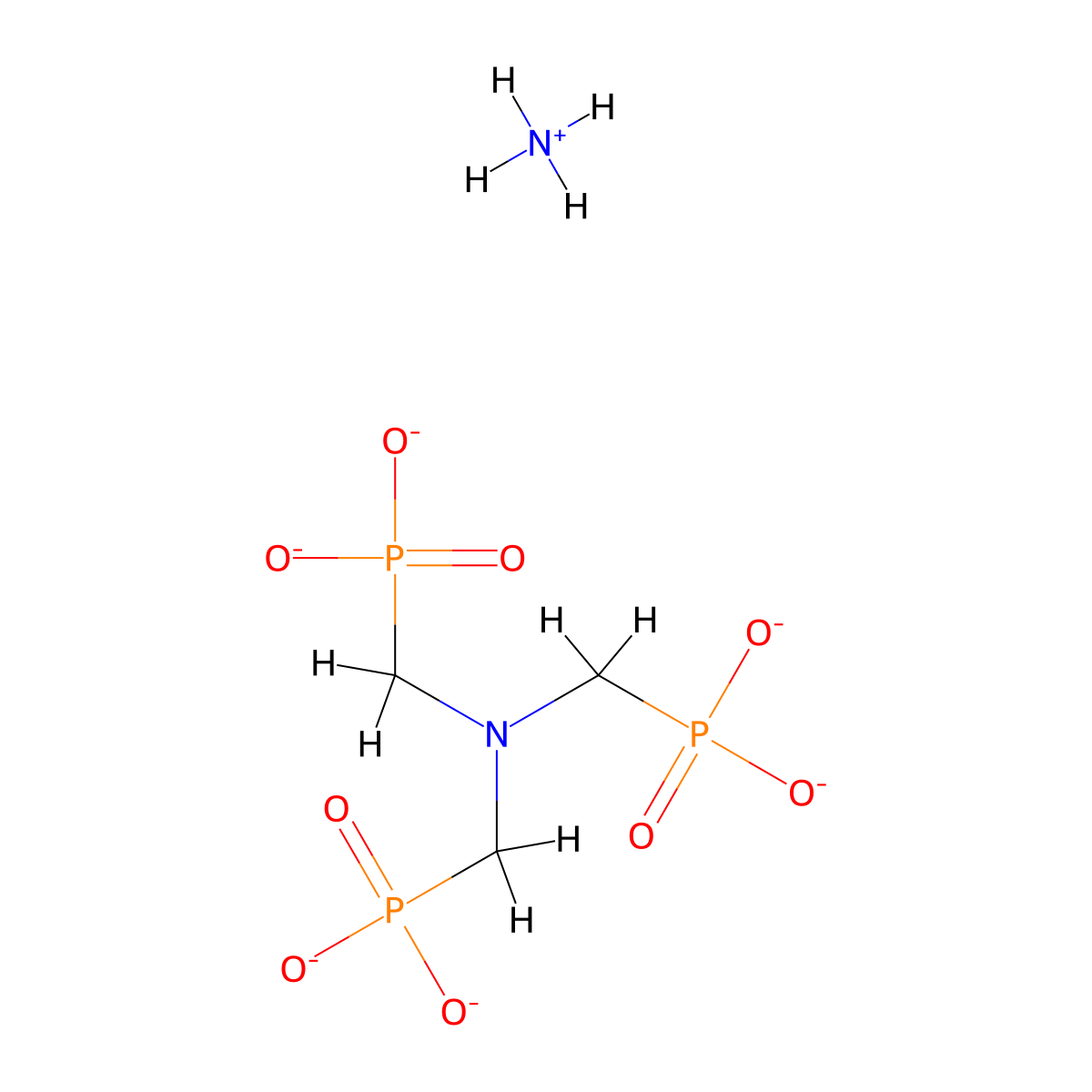 Phosphonic acid, P,P',P''-(nitrilotris(methylene))tris-, ammonium salt (1:?) molecular structure, CAS 34274-28-7