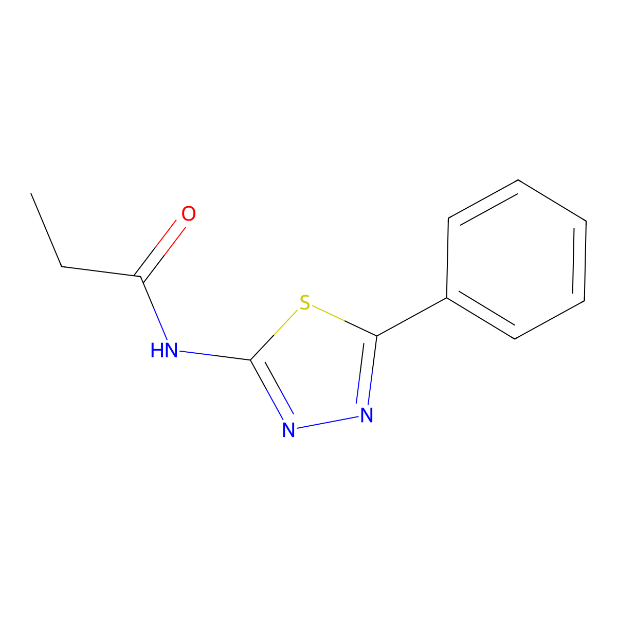 N-(5-phenyl-1,3,4-thiadiazol-2-yl)propanamide molecular structure, CAS 342777-39-3