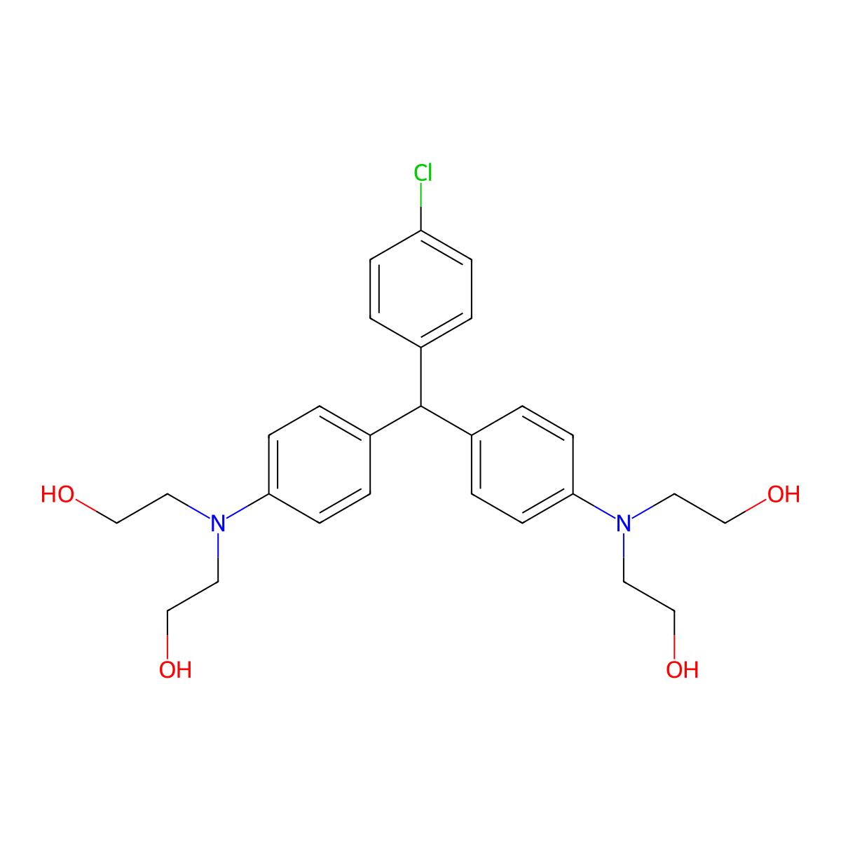 2-[4-[[4-[bis(2-hydroxyethyl)amino]phenyl]-(4-chlorophenyl)methyl]-N-(2-hydroxyethyl)anilino]ethanol molecular structure, CAS 342777-54-2