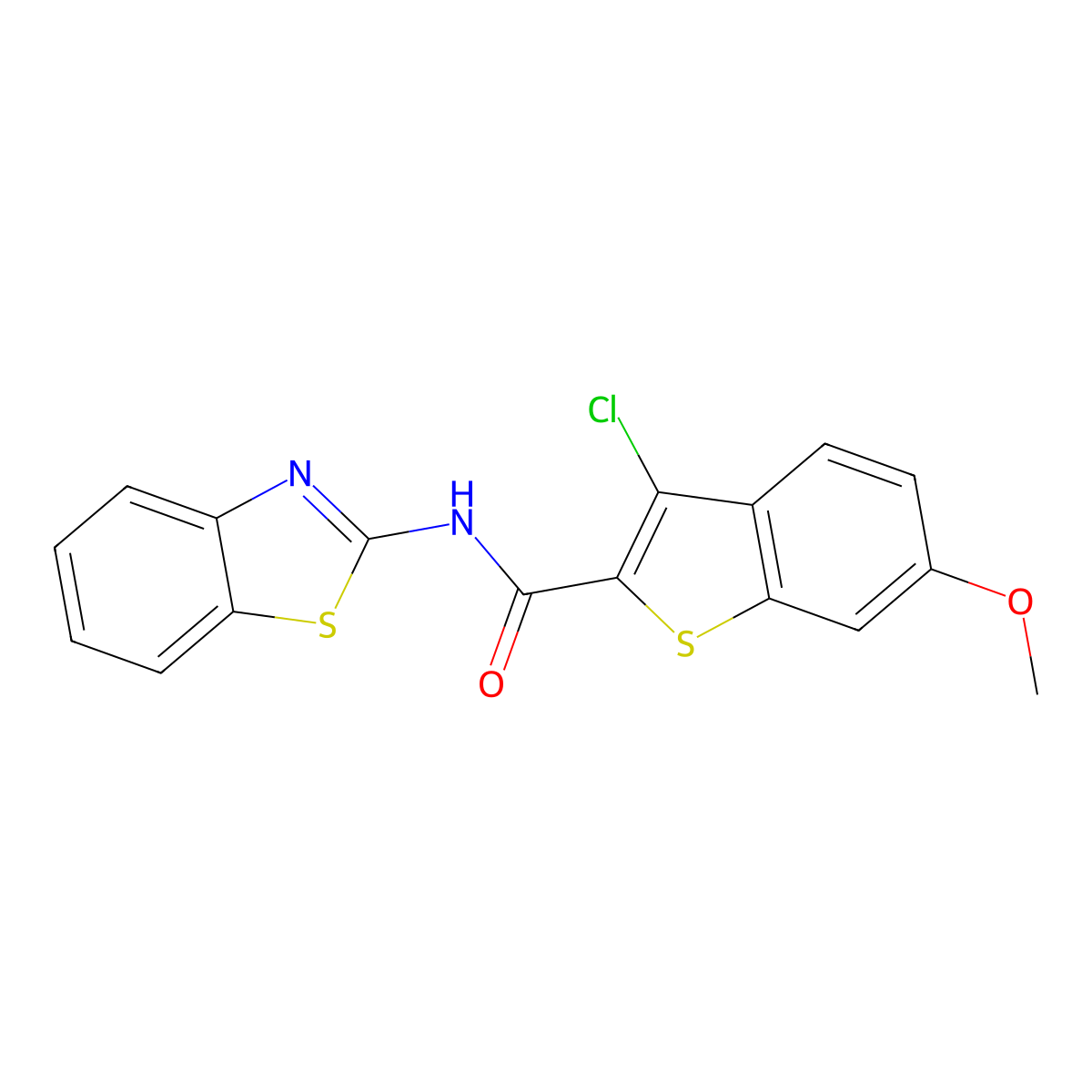 N-(1,3-benzothiazol-2-yl)-3-chloro-6-methoxy-1-benzothiophene-2-carboxamide molecular structure, CAS 342778-73-8