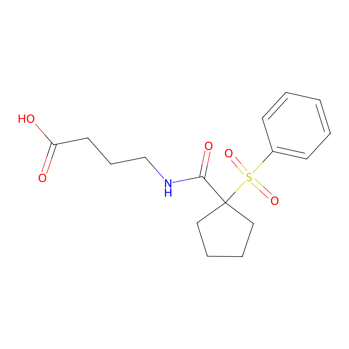4-(1-(Phenylsulfonyl)cyclopentanecarboxamido)butanoic acid molecular structure, CAS 342778-77-2