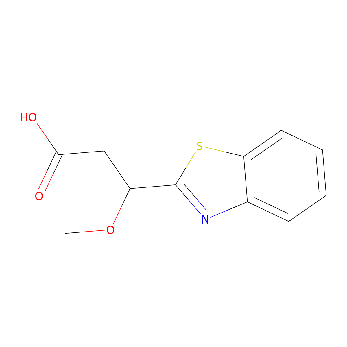3-(1,3-Benzothiazol-2-yl)-3-methoxypropanoic acid molecular structure, CAS 342778-82-9