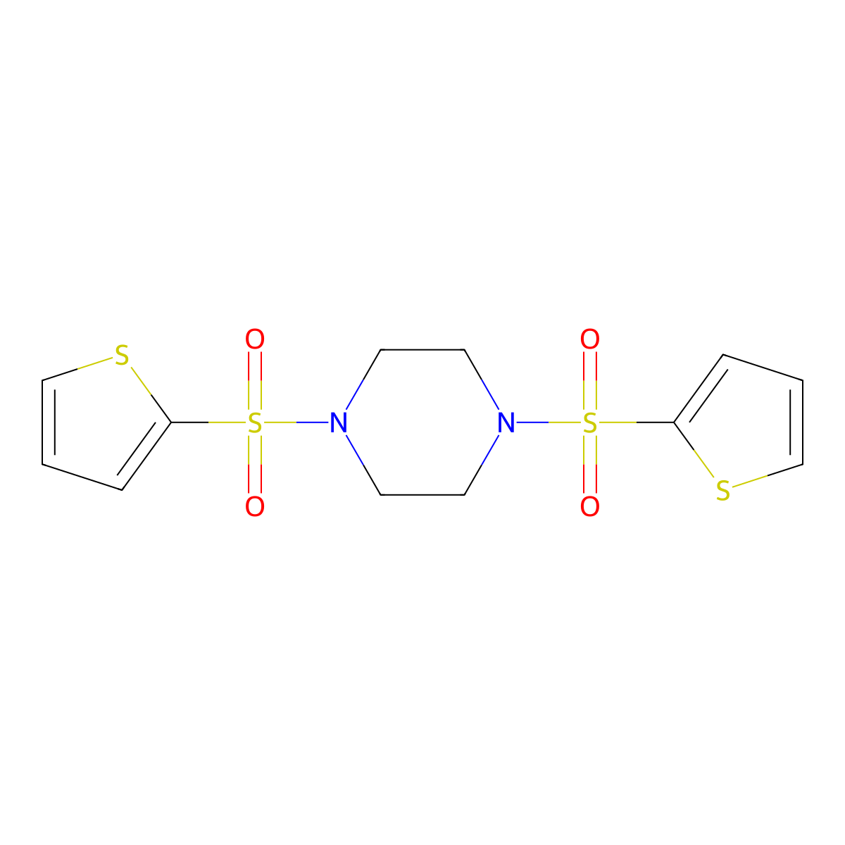 1,4-Bis(thiophen-2-ylsulfonyl)piperazine molecular structure, CAS 342779-24-2