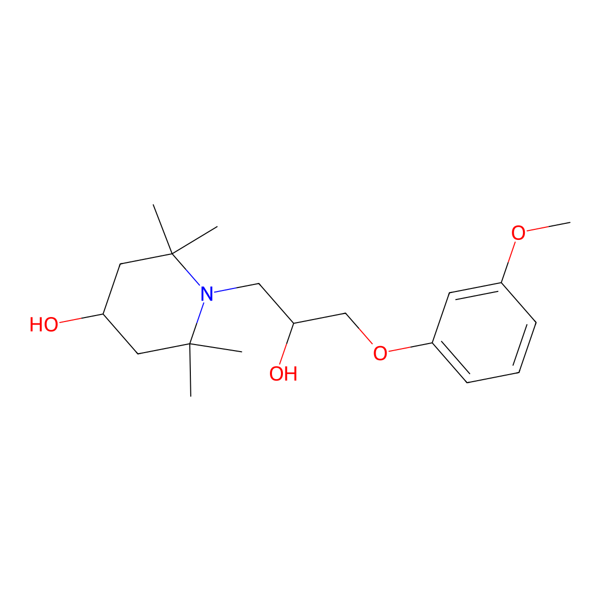 1-(2-Hydroxy-3-(3-methoxyphenoxy)propyl)-2,2,6,6-tetramethylpiperidin-4-ol molecular structure, CAS 342779-47-9
