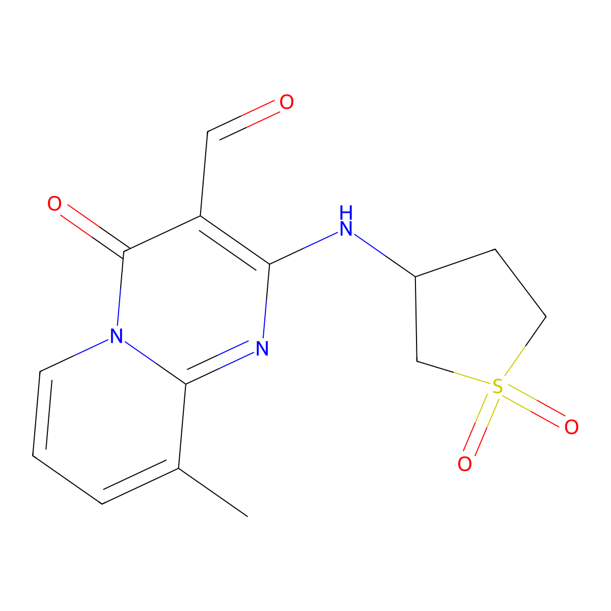 2-[(1,1-Dioxothiolan-3-yl)amino]-9-methyl-4-oxopyrido[1,2-a]pyrimidine-3-carbaldehyde molecular structure, CAS 342779-62-8