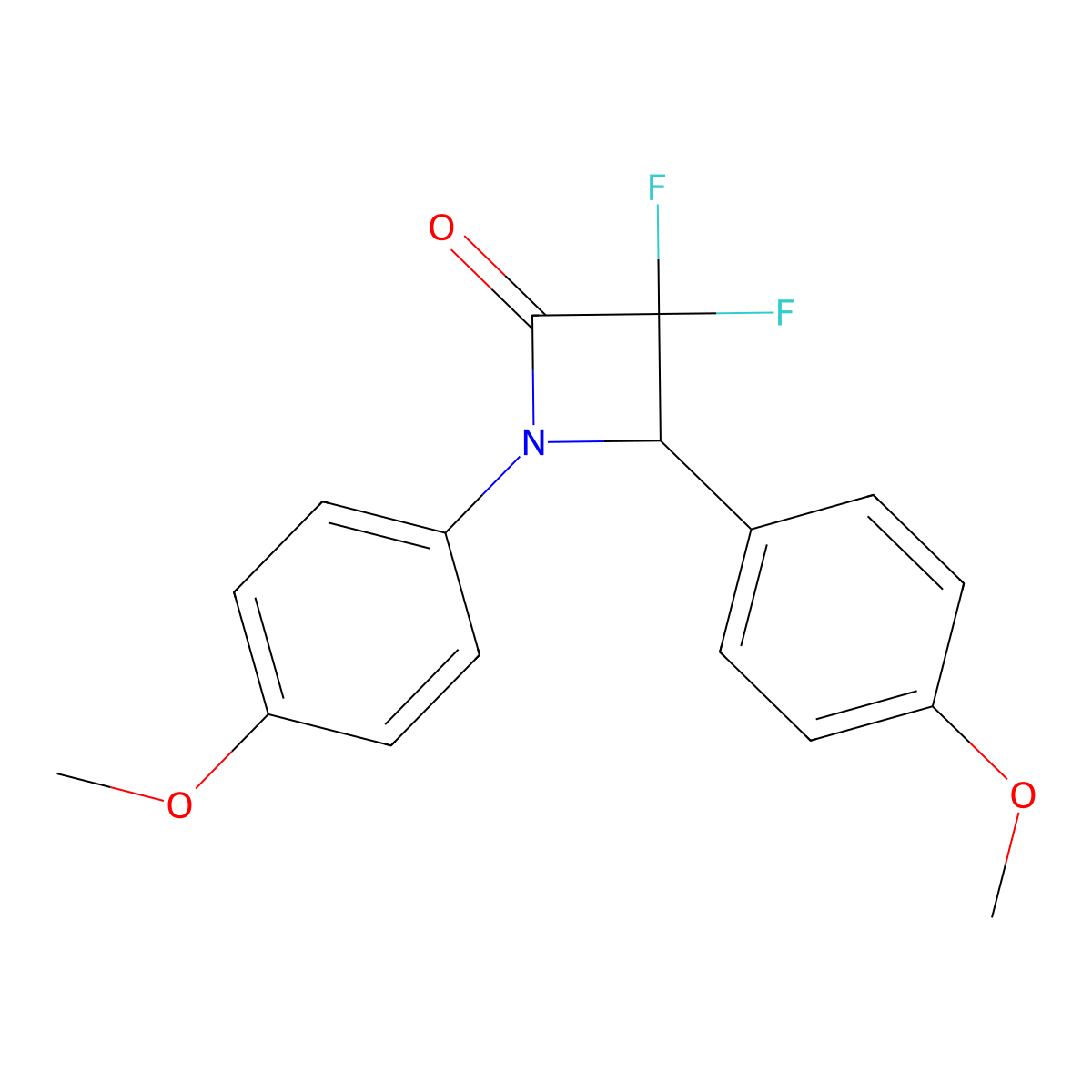 3,3-Difluoro-1,4-bis(4-methoxyphenyl)azetidin-2-one molecular structure, CAS 342779-67-3