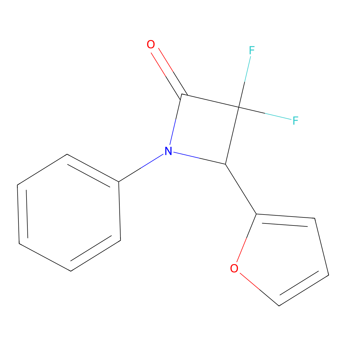 3,3-Difluoro-4-(furan-2-yl)-1-phenylazetidin-2-one molecular structure, CAS 342779-77-5