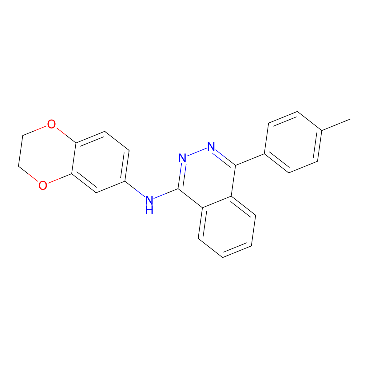 N-(2,3-dihydro-1,4-benzodioxin-6-yl)-4-(4-methylphenyl)phthalazin-1-amine molecular structure, CAS 342779-92-4
