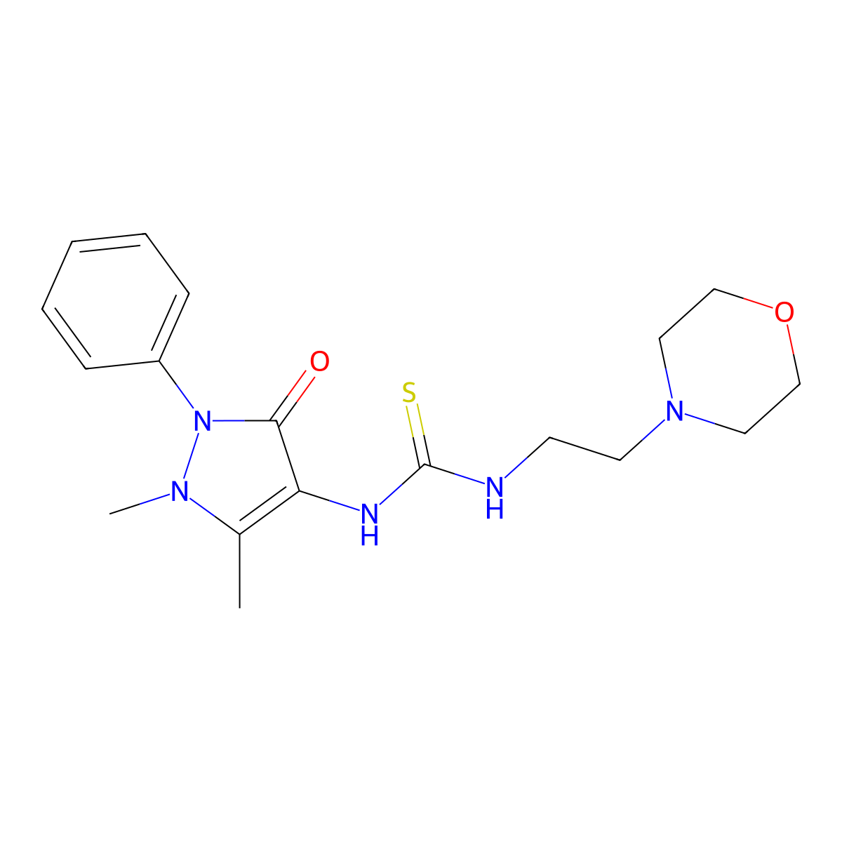 1-(1,5-dimethyl-3-oxo-2-phenyl-2,3-dihydro-1H-pyrazol-4-yl)-3-(2-morpholinoethyl)thiourea molecular structure, CAS 342780-59-0
