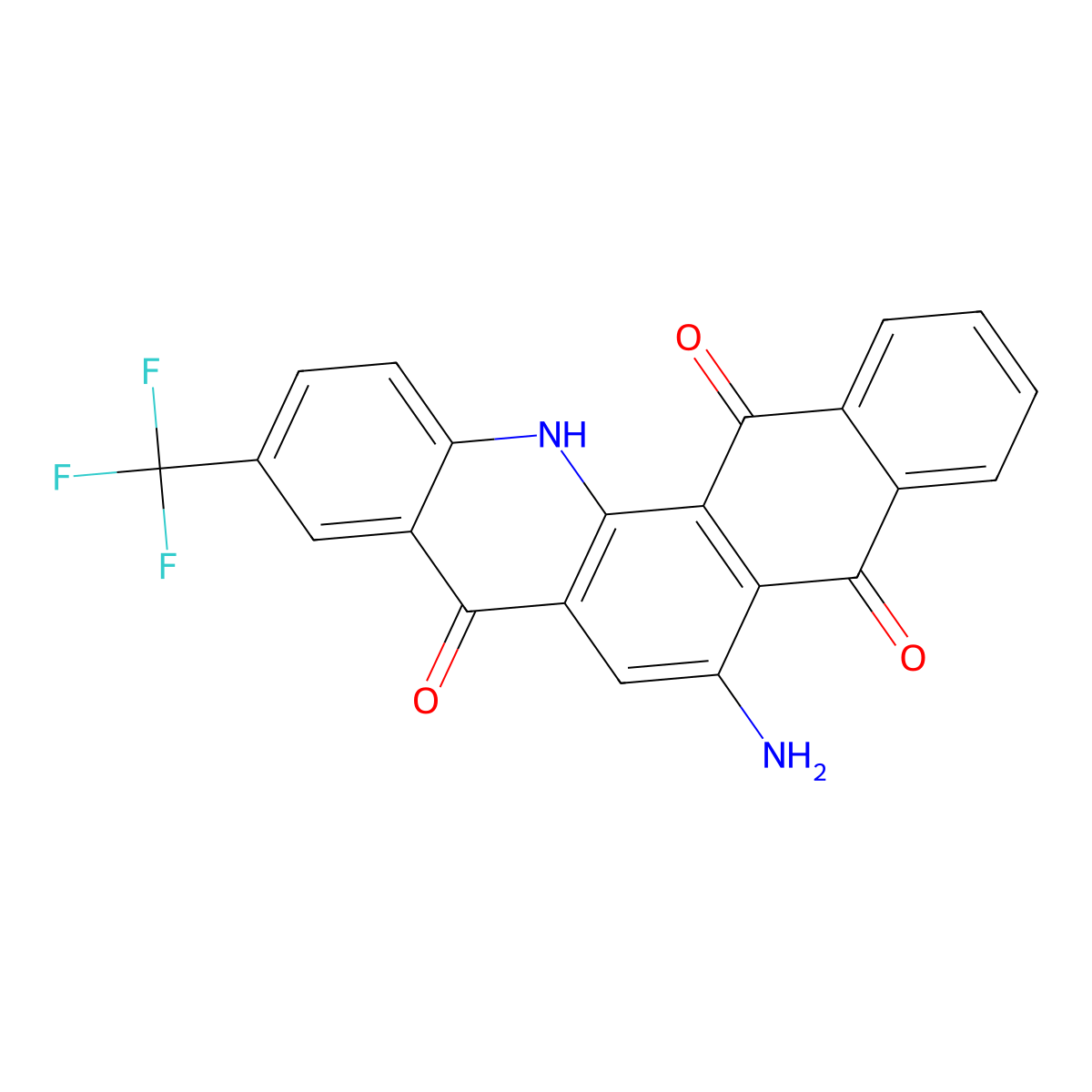 6-amino-10-(trifluoromethyl)naphtho[2,3-c]acridine-5,8,14(13H)-trione molecular structure, CAS 342780-70-5