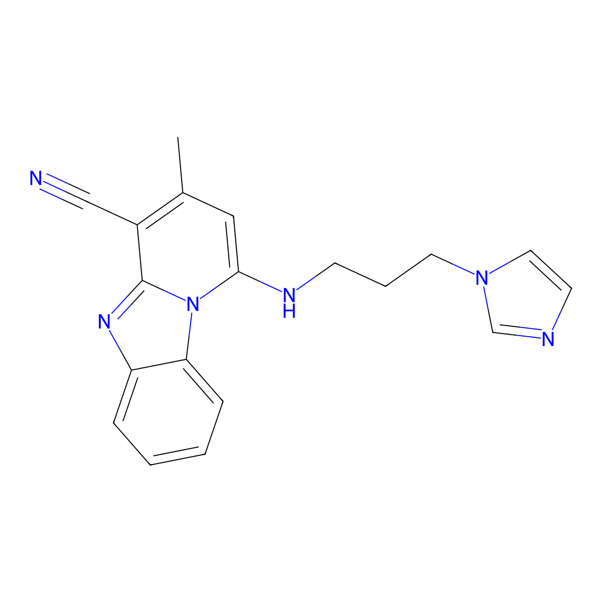1-(3-Imidazol-1-ylpropylamino)-3-methylpyrido[1,2-a]benzimidazole-4-carbonitrile molecular structure, CAS 342780-78-3