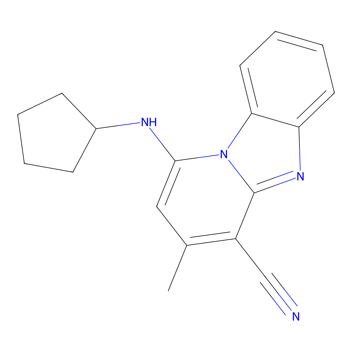 1-(Cyclopentylamino)-3-methylpyrido[1,2-a]benzimidazole-4-carbonitrile molecular structure, CAS 342780-79-4