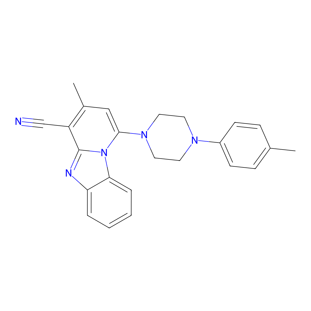 3-Methyl-1-[4-(4-methylphenyl)piperazin-1-yl]pyrido[1,2-a]benzimidazole-4-carbonitrile molecular structure, CAS 342780-80-7