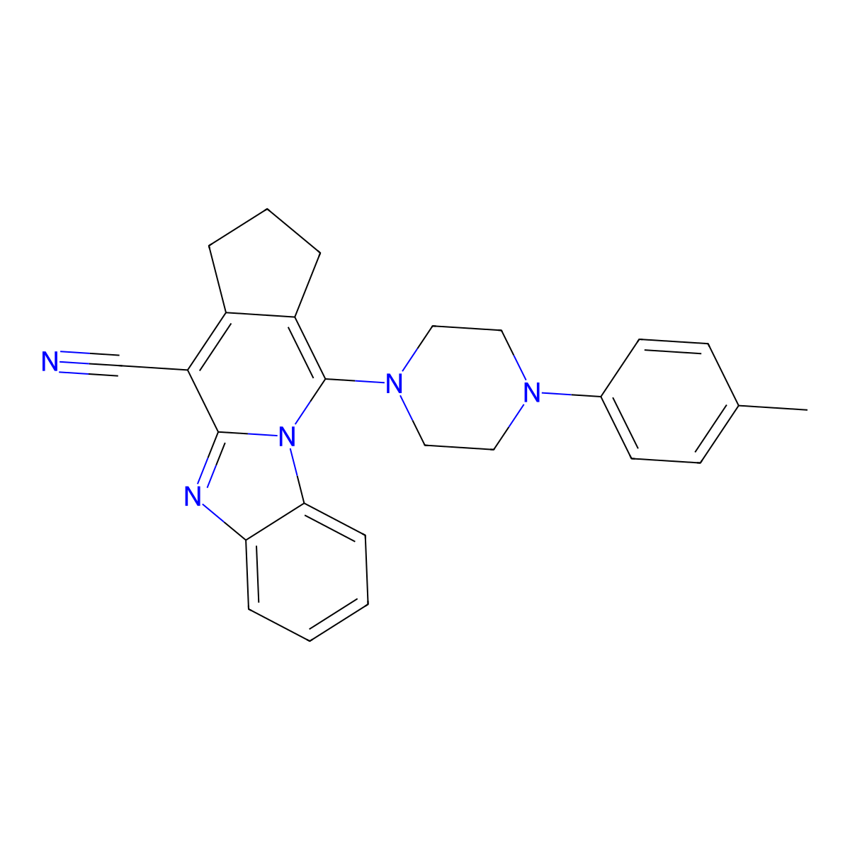 16-[4-(4-Methylphenyl)piperazin-1-yl]-1,8-diazatetracyclo[7.7.0.0^{2,7}.0^{11,15}]hexadeca-2(7),3,5,8,10,15-hexaene-10-carbonitrile molecular structure, CAS 342780-81-8