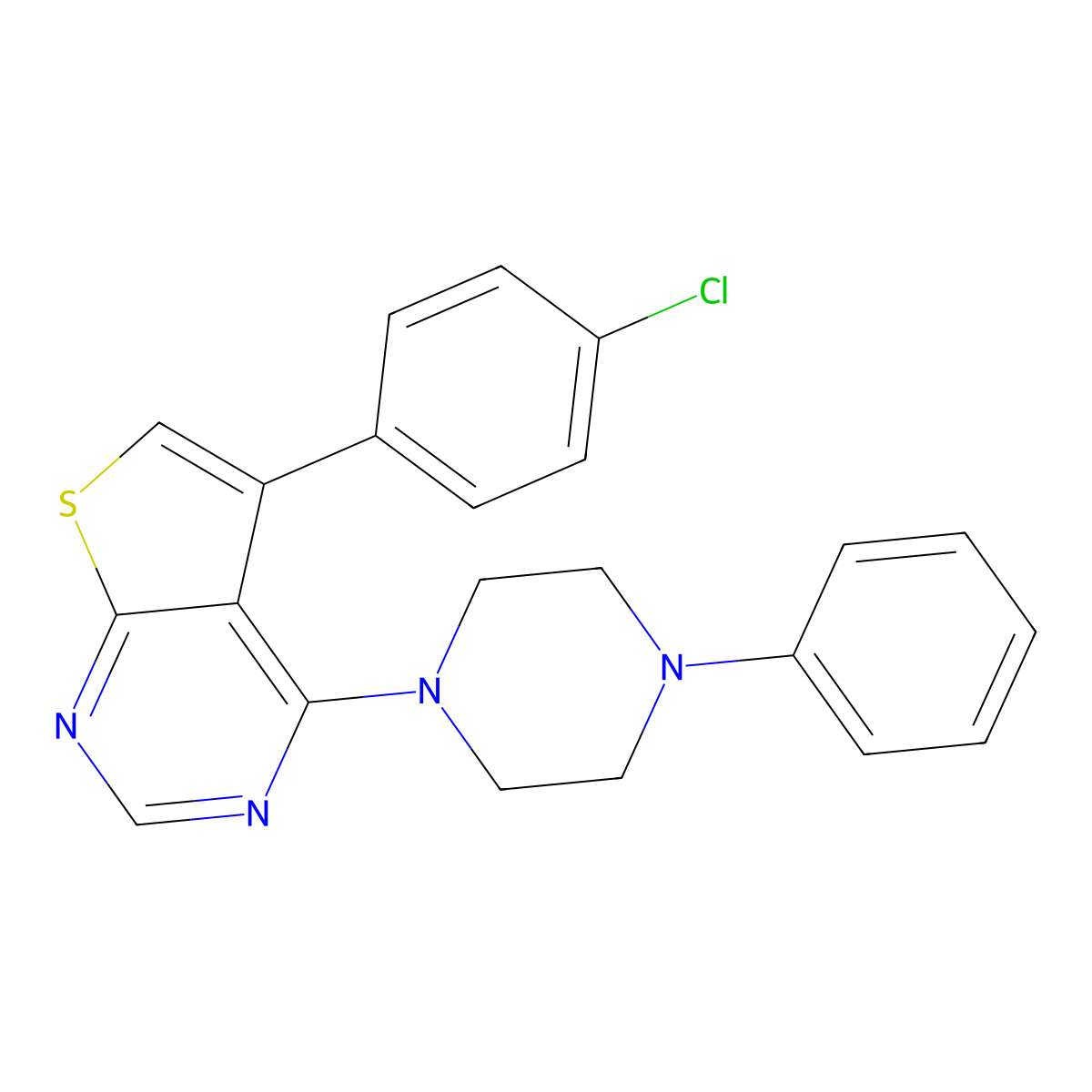 5-(4-Chlorophenyl)-4-(4-phenylpiperazin-1-yl)thieno[2,3-d]pyrimidine molecular structure, CAS 342780-86-3