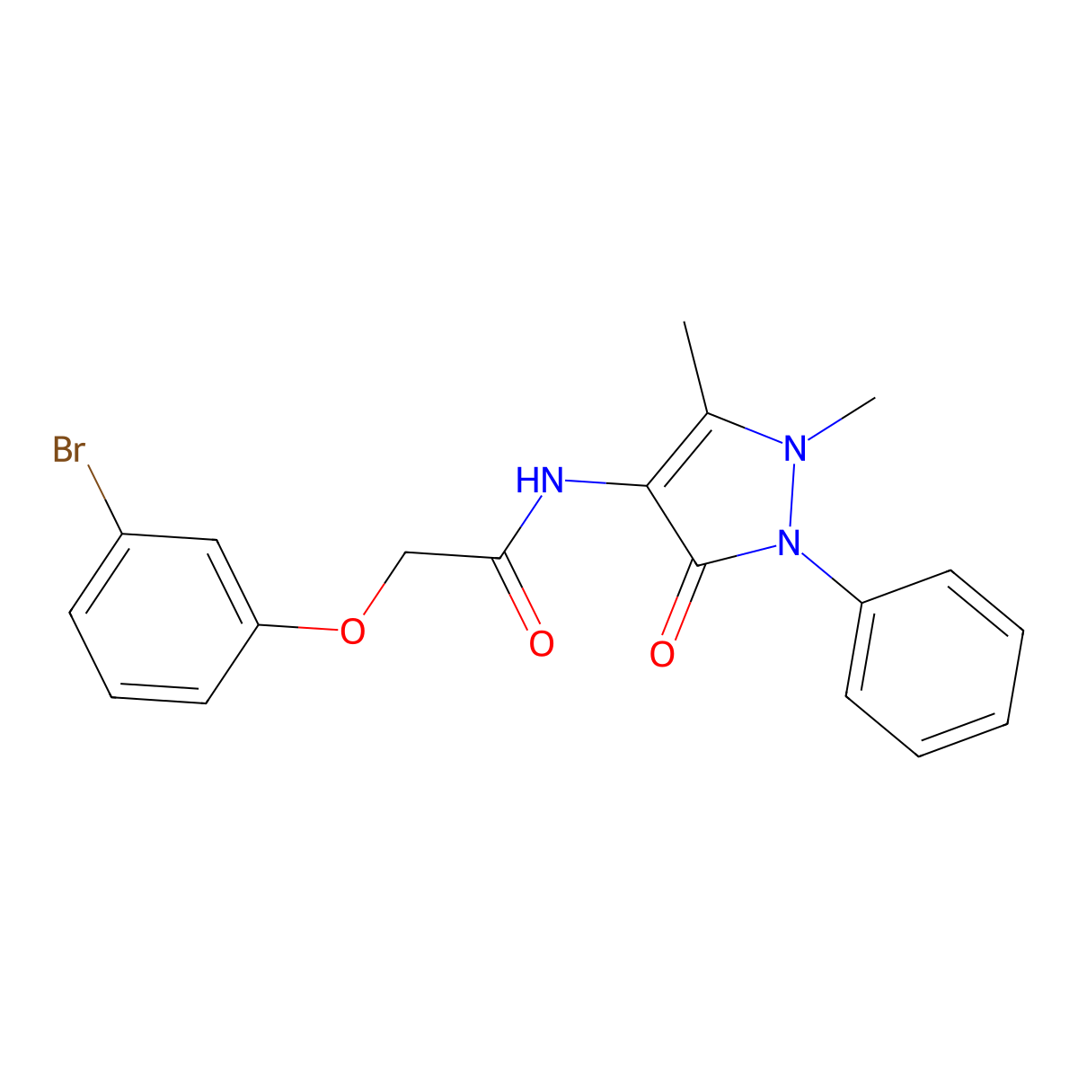 2-(3-bromophenoxy)-N-(1,5-dimethyl-3-oxo-2-phenyl-2,3-dihydro-1H-pyrazol-4-yl)acetamide molecular structure, CAS 342780-93-2