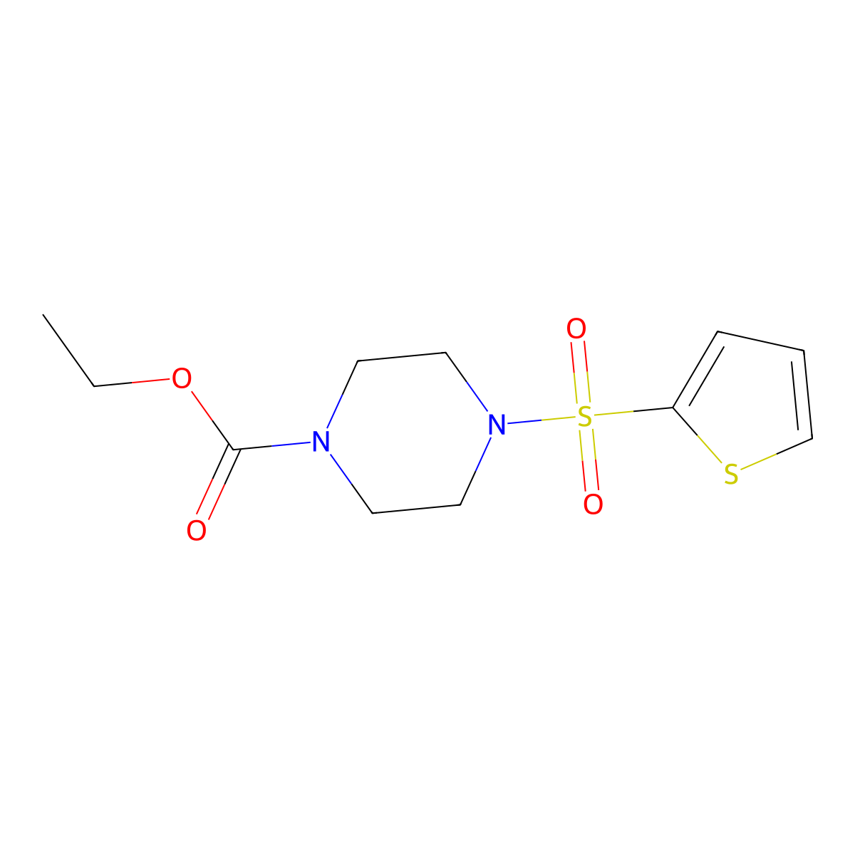 Ethyl 4-(2-thienylsulfonyl)piperazinecarboxylate molecular structure, CAS 342781-00-4